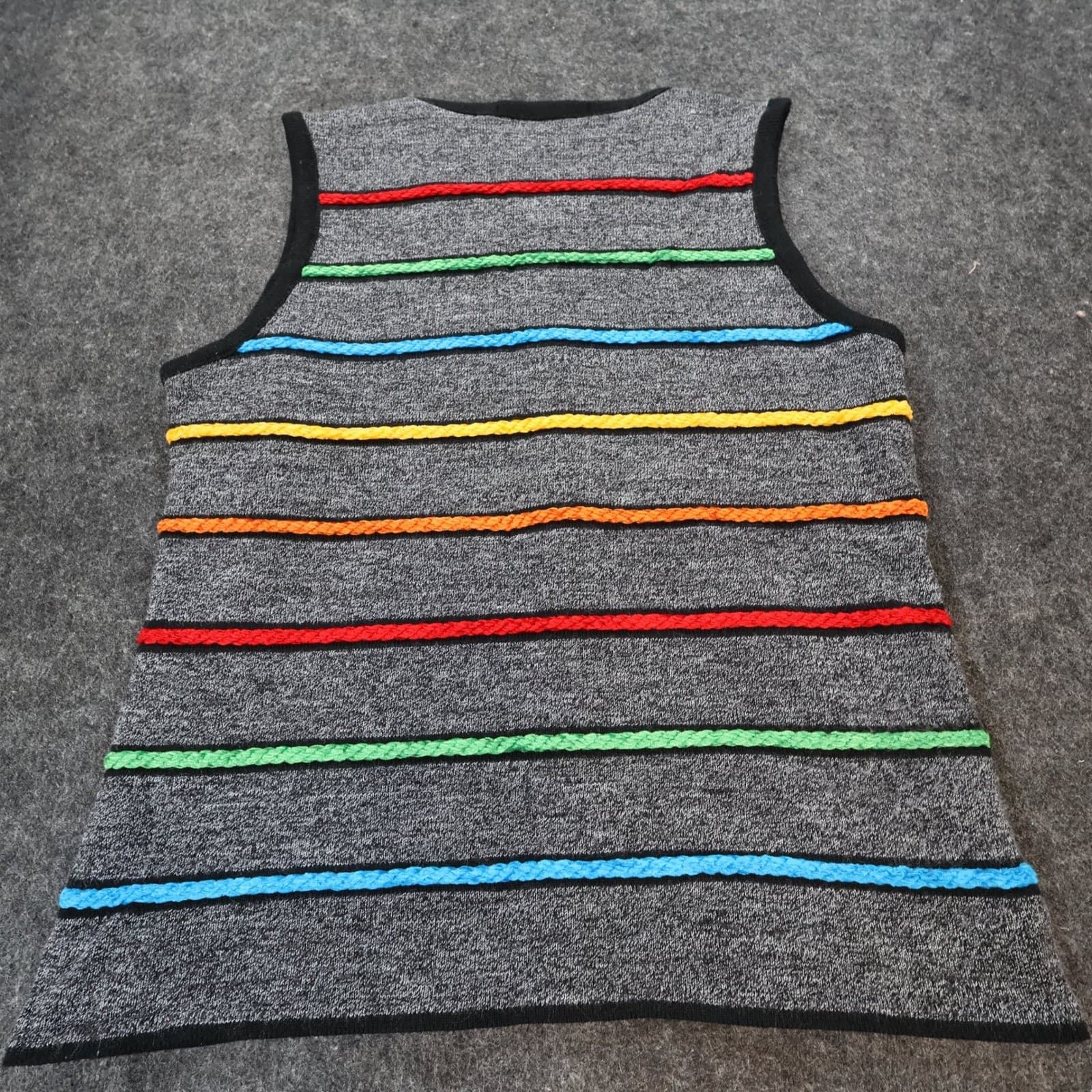 Karen Lessly Knit Tank Top Women PS Gray Excellent Rainbow Striped Sleeveless - Thumbnail 8