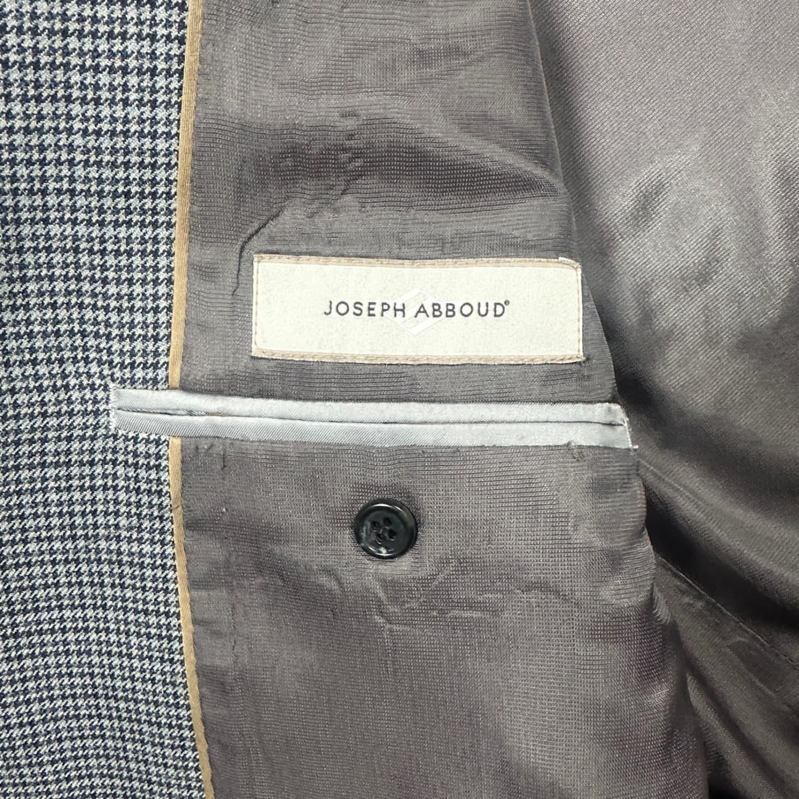 Joseph Abboud Blazer Mens 42R Grey Houndstooth Two Button Sport Coat - Thumbnail 8