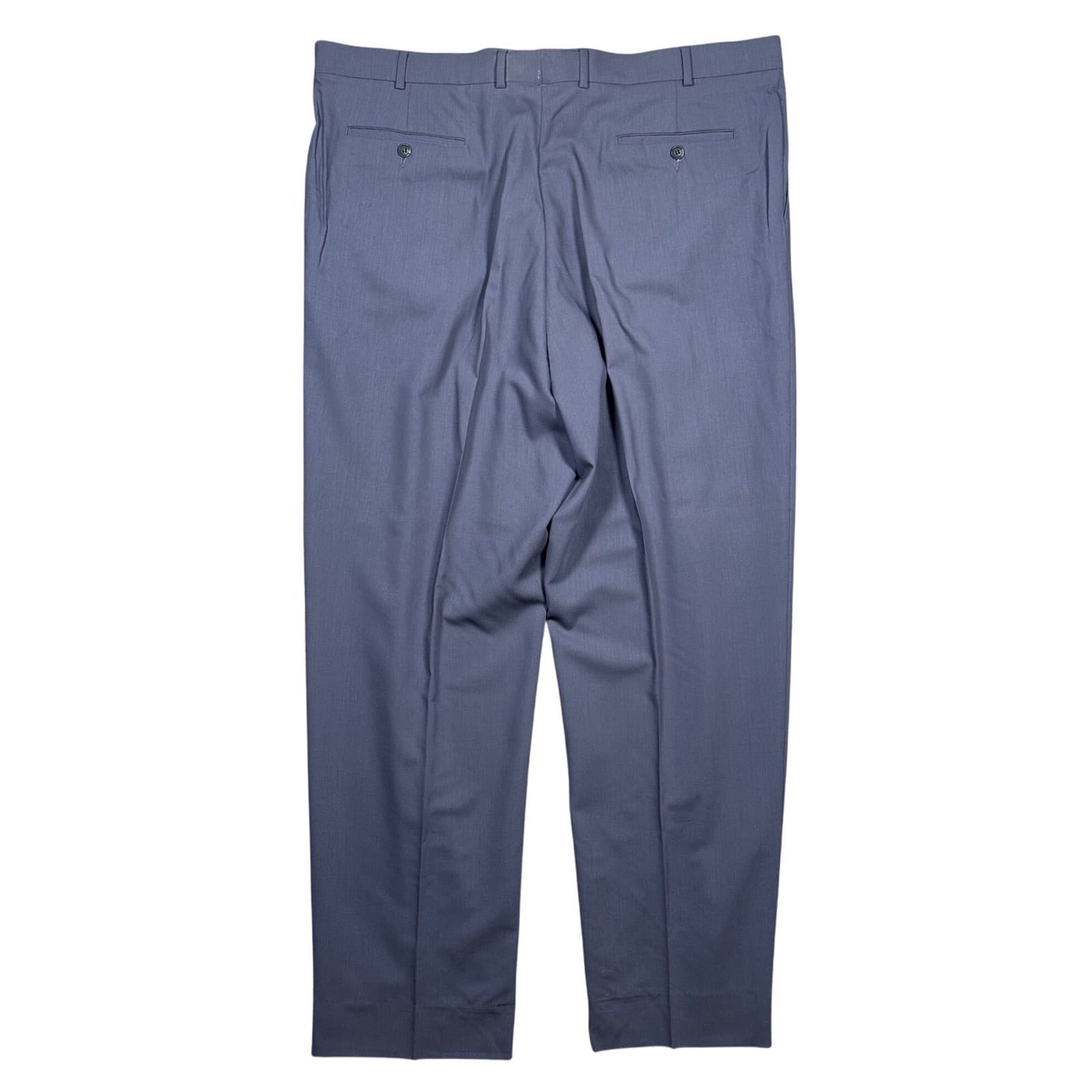 Bachrach Dress Pants Mens Size 44 Slate Blue 100% Pure Wool Pleated - Thumbnail 2