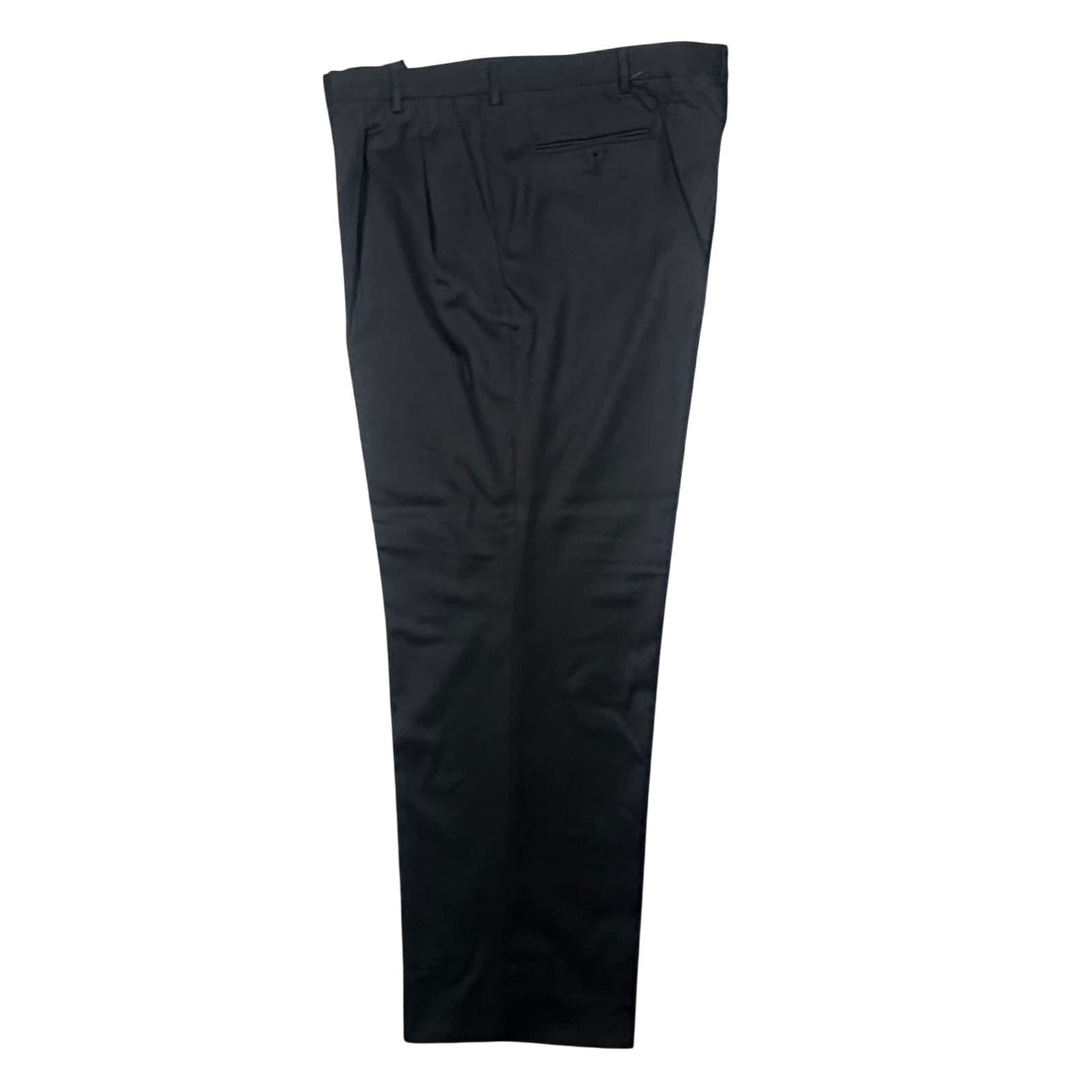 Lands' End Dress Pants Mens 44L Black 100% Wool Pleated Trousers - Thumbnail 5