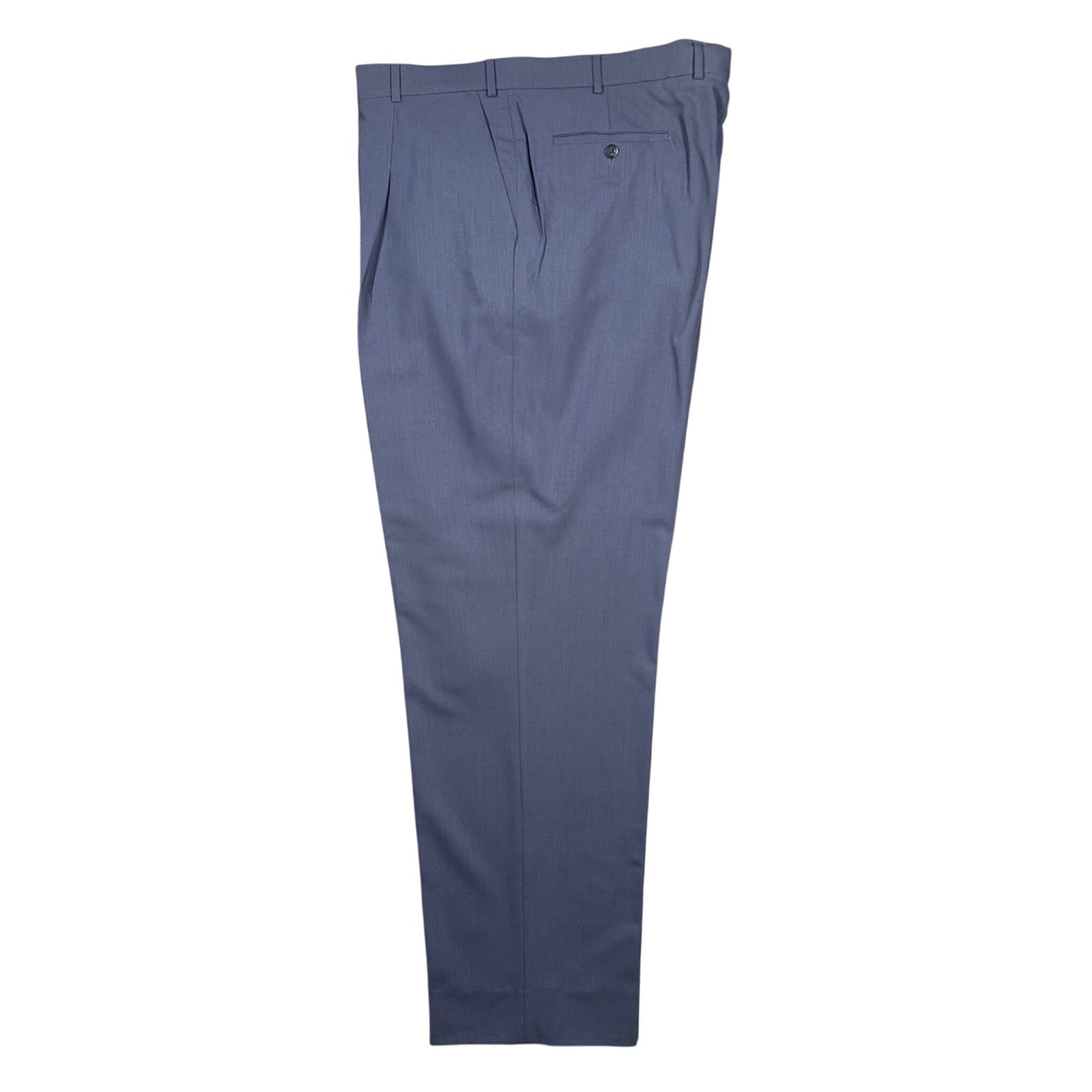 Bachrach Dress Pants Mens Size 44 Slate Blue 100% Pure Wool Pleated - Thumbnail 3