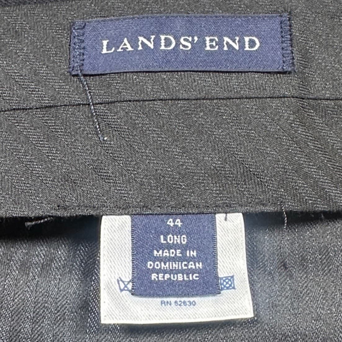 Lands' End Dress Pants Mens 44L Black 100% Wool Pleated Trousers - Thumbnail 7