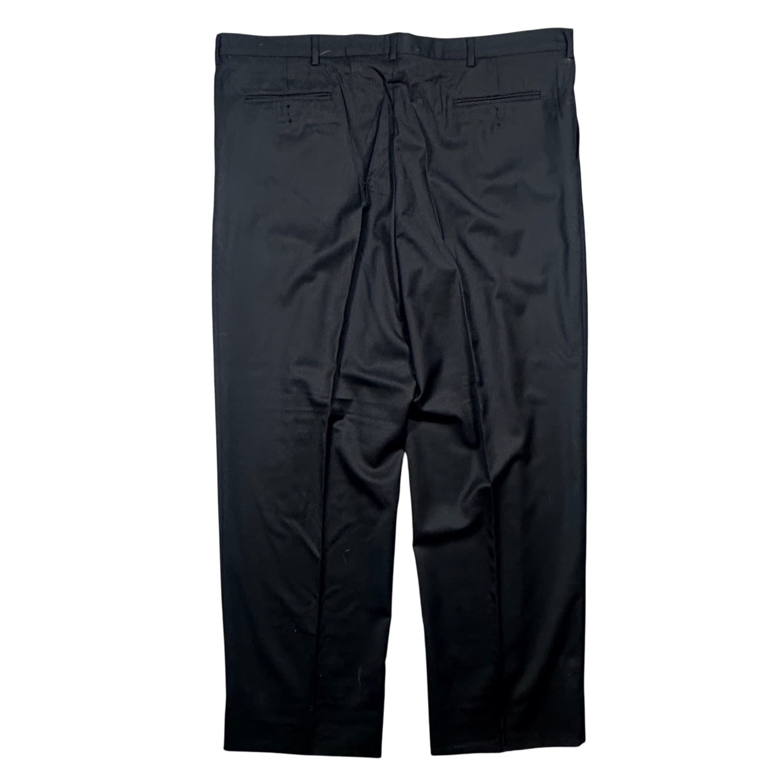 Lands' End Dress Pants Mens 44L Black 100% Wool Pleated Trousers - Thumbnail 3