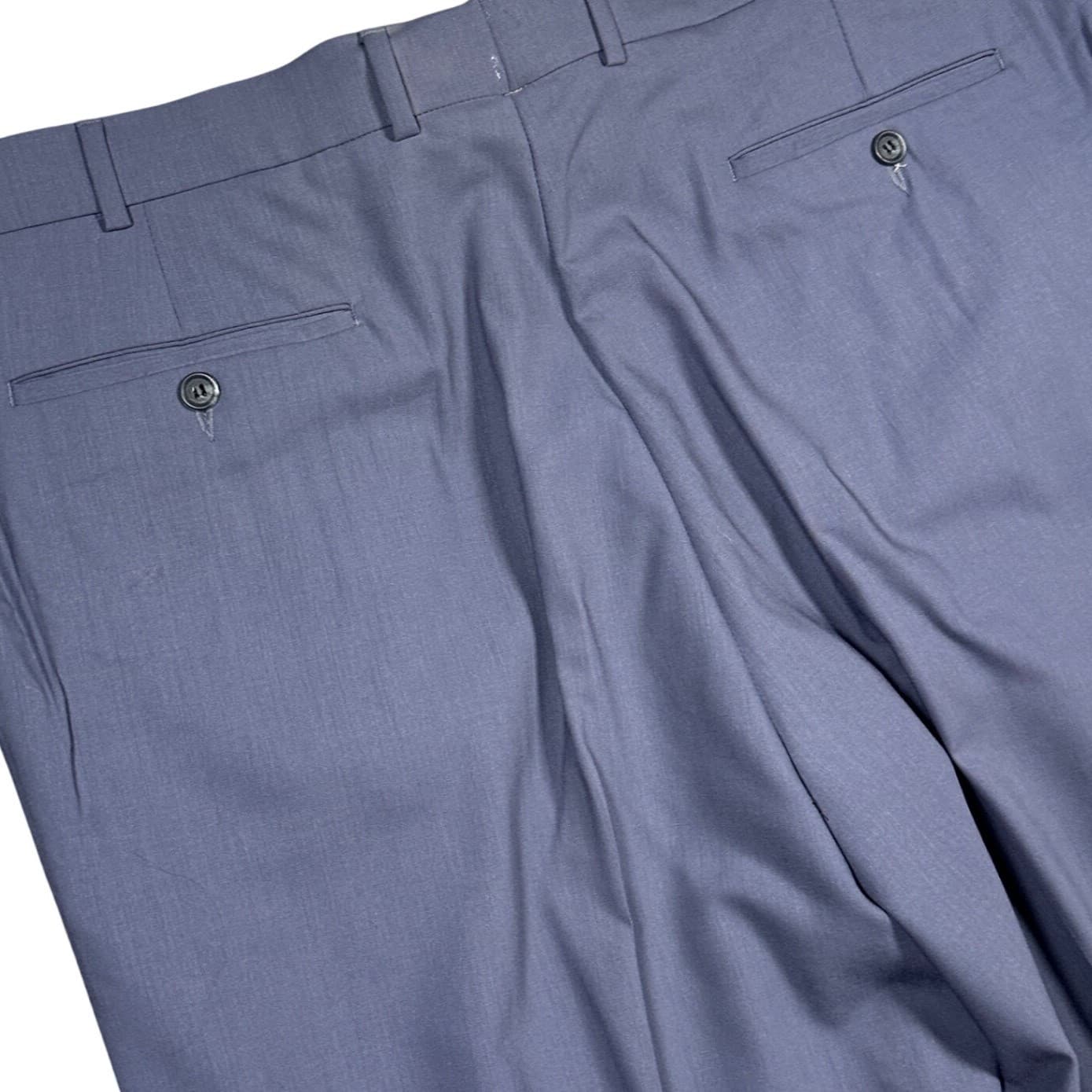 Bachrach Dress Pants Mens Size 44 Slate Blue 100% Pure Wool Pleated - Thumbnail 6