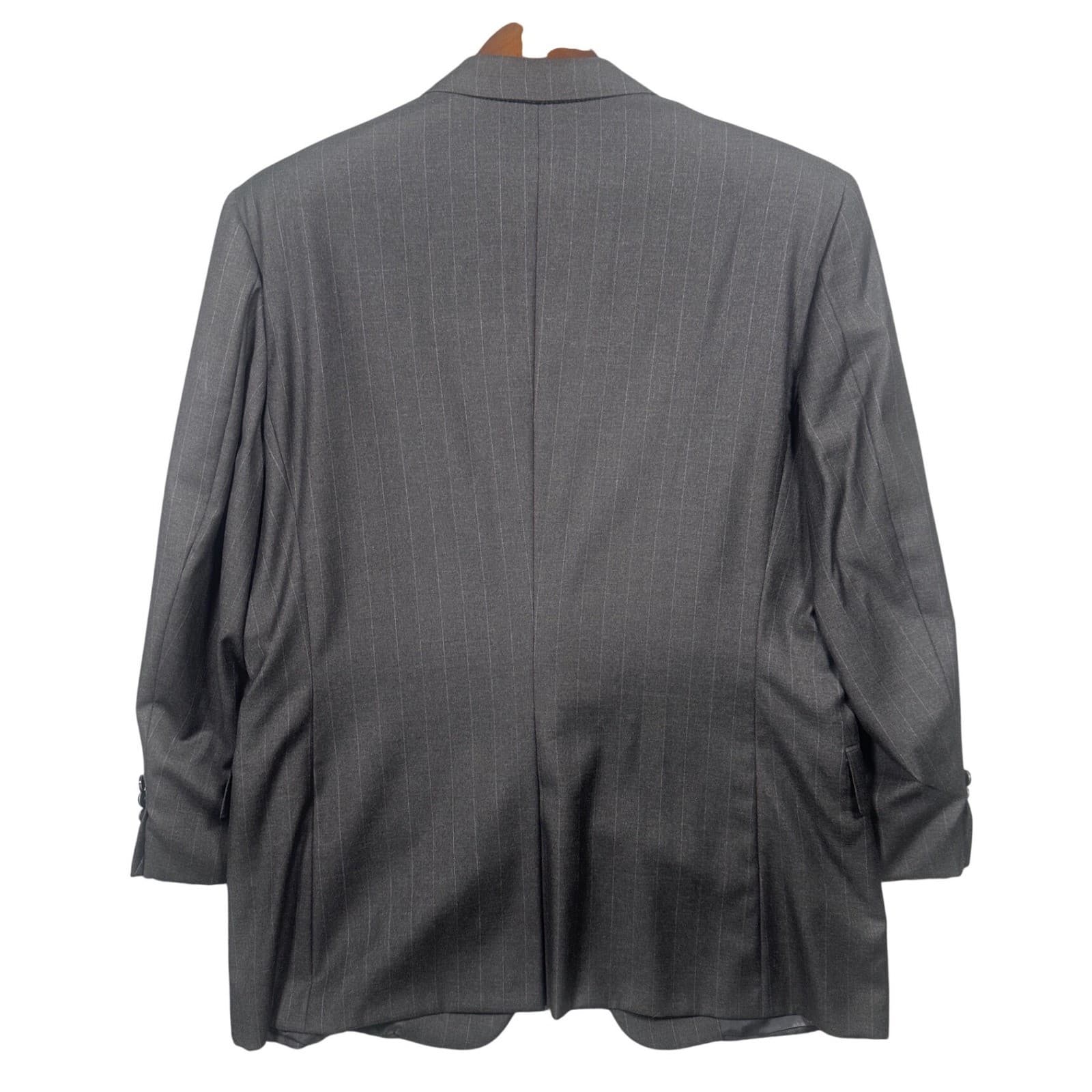 Hickey Freeman Blazer Mens 43R Charcoal Gray Pinstripe Wool Suit Jacket - Thumbnail 3