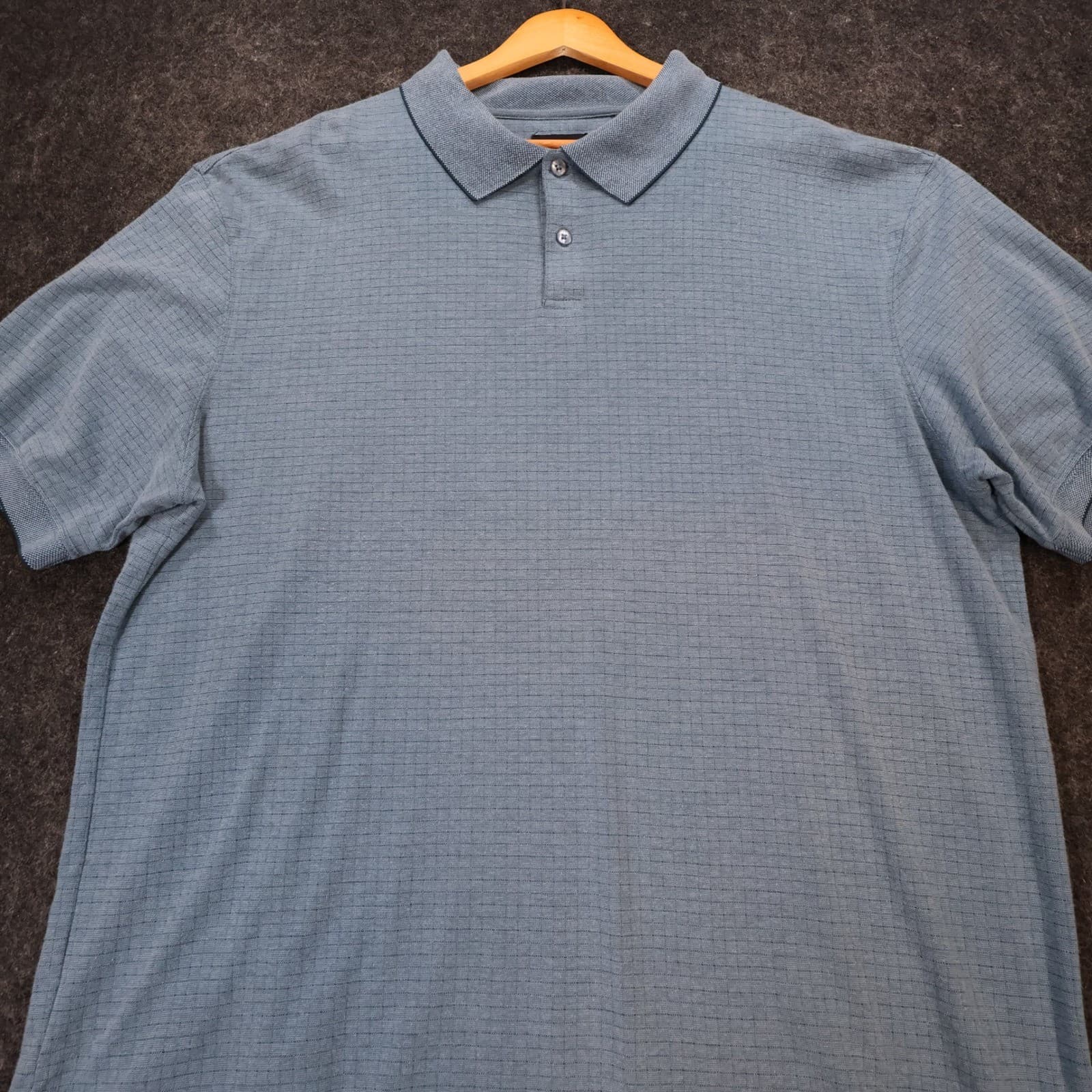 Haggar Polo Shirt Mens XL Blue Excellent Short Sleeve Textured Grid Pattern - Thumbnail 8