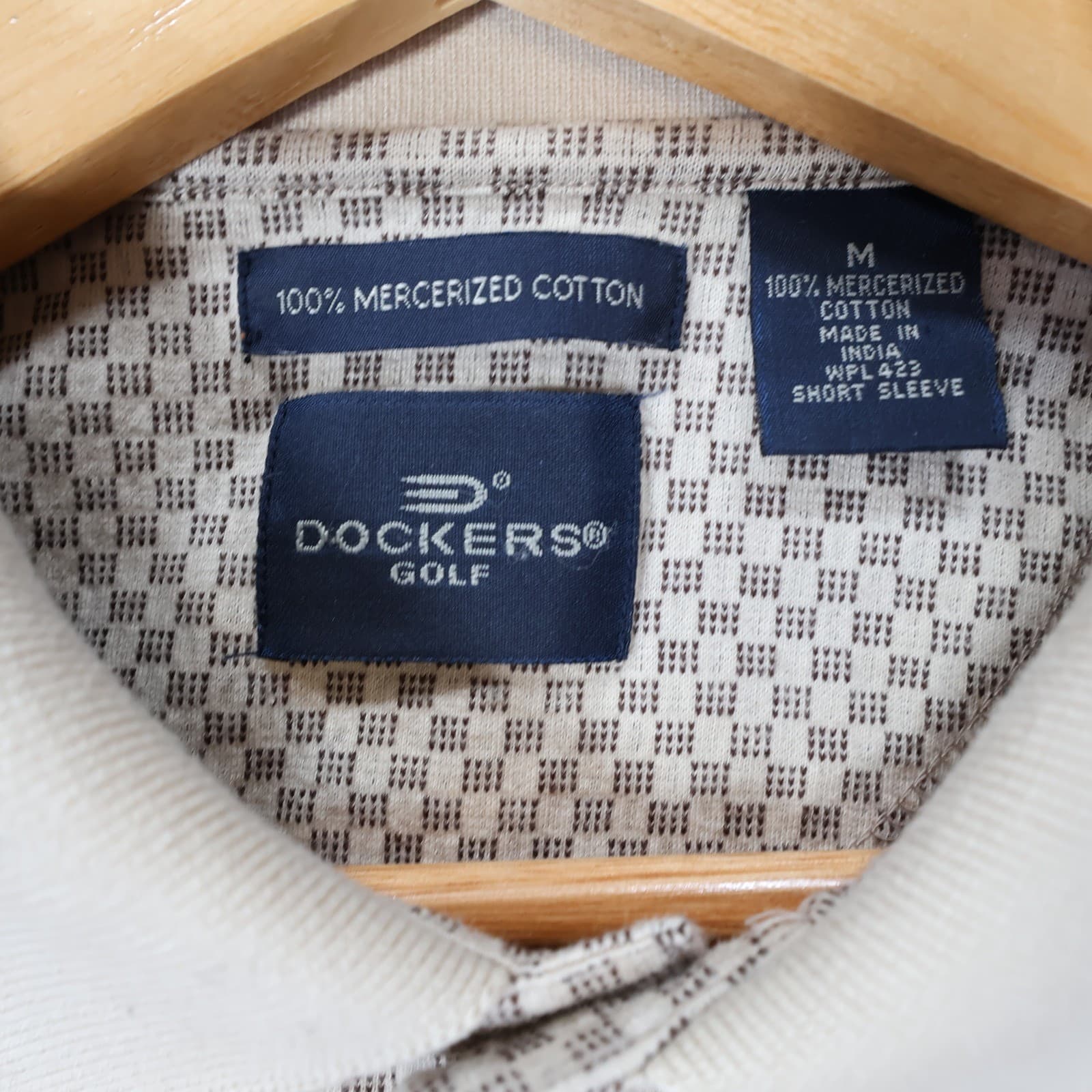 Dockers Golf Polo Mens Medium Beige Excellent Short Sleeve Mercerized Cotton - Thumbnail 8