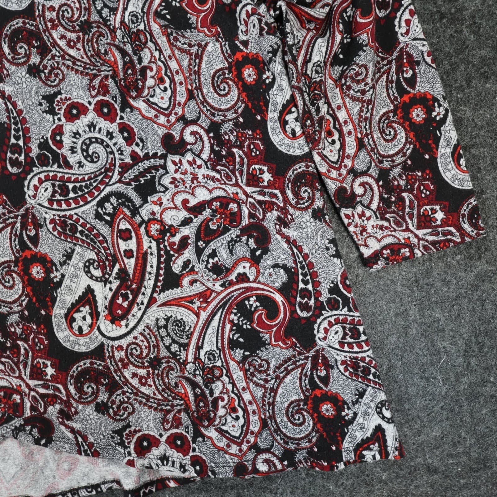 I.N. Studio Cowl Neck Top Women 3X Black Red Paisley Polyester Stretch Tunic - Thumbnail 10
