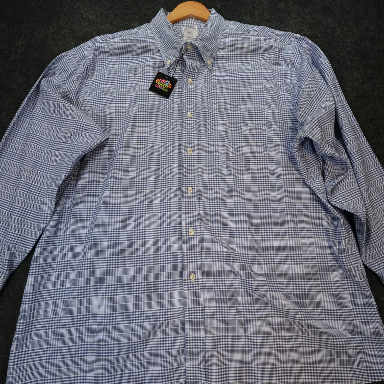 Brooks Brothers Button Down Shirt Mens 18-34 Blue Excellent Non-Iron Regent - Thumbnail 9