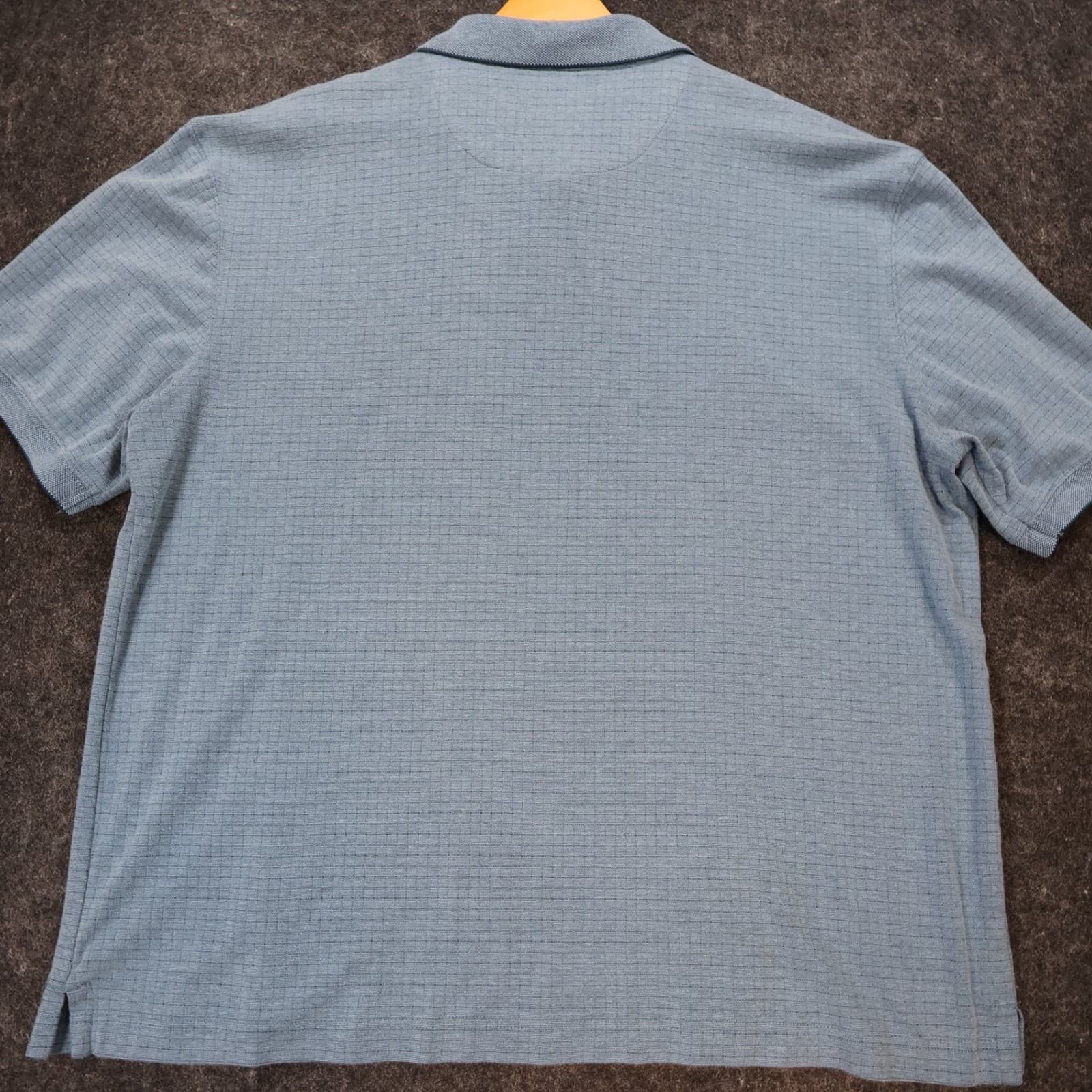 Haggar Polo Shirt Mens XL Blue Excellent Short Sleeve Textured Grid Pattern - Thumbnail 9