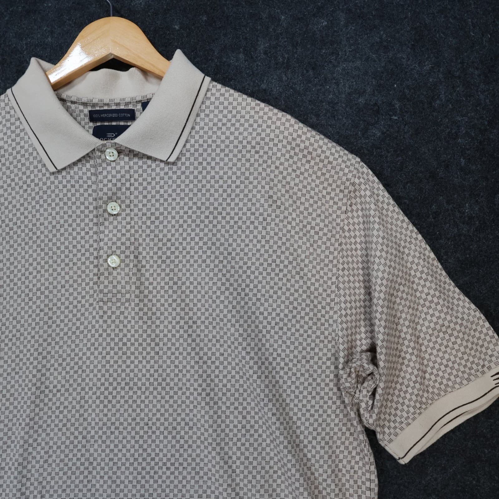Dockers Golf Polo Mens Medium Beige Excellent Short Sleeve Mercerized Cotton - Thumbnail 3