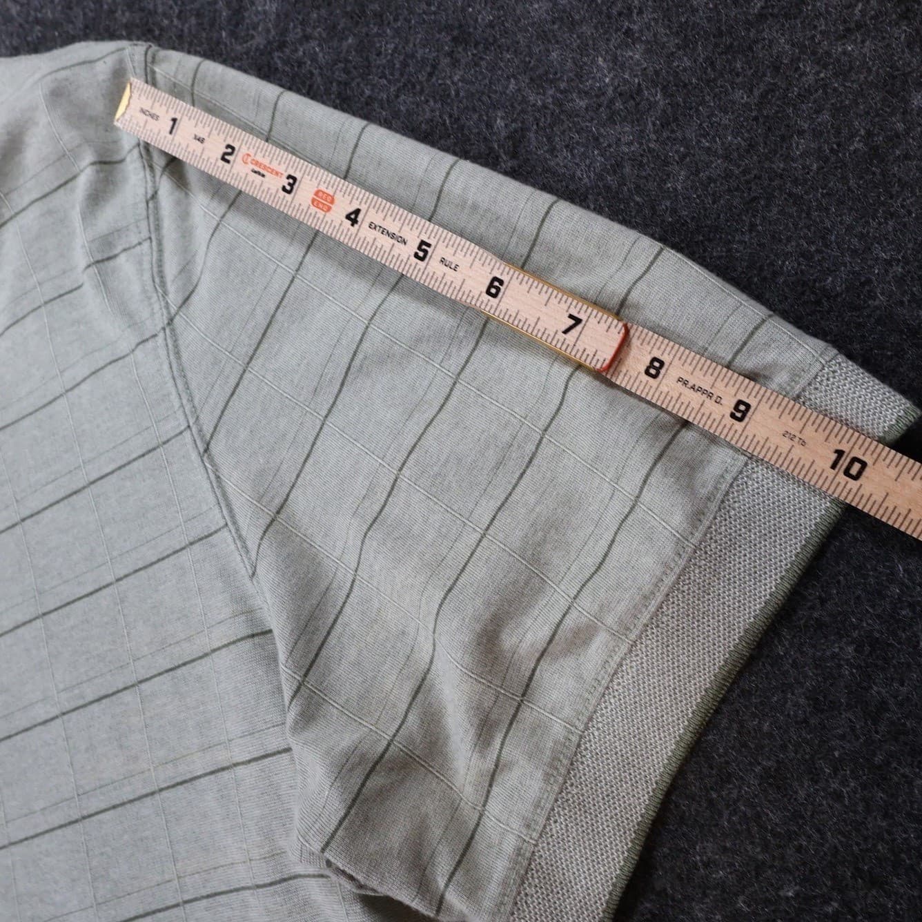 Haggar Polo Shirt Mens XL Sage Green Excellent Striped Grid Short Sleeve 1721 - Thumbnail 4