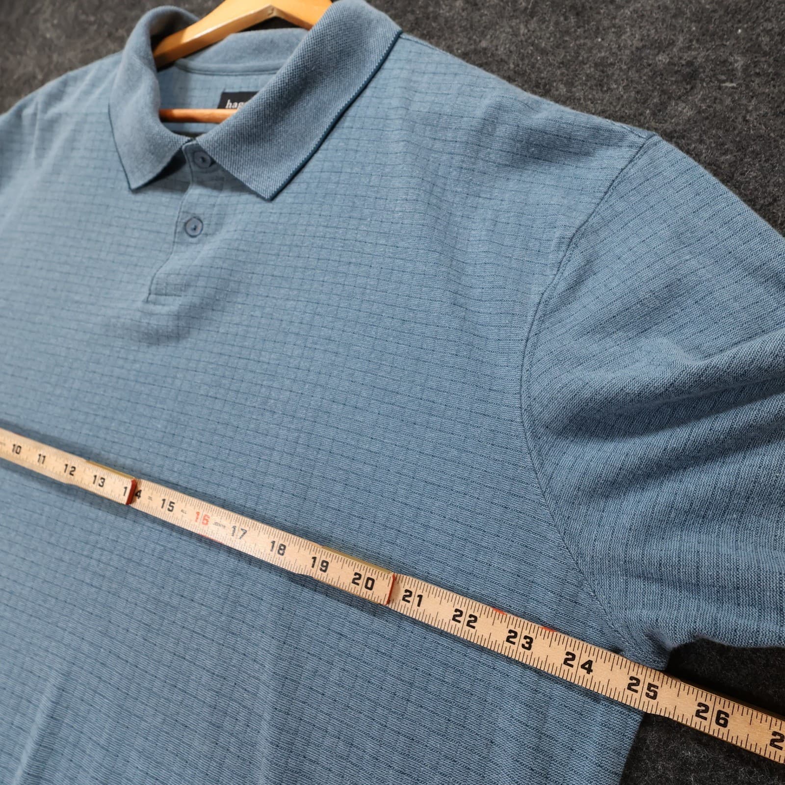 Haggar Polo Shirt Mens XL Blue Excellent Short Sleeve Textured Grid Pattern - Thumbnail 3