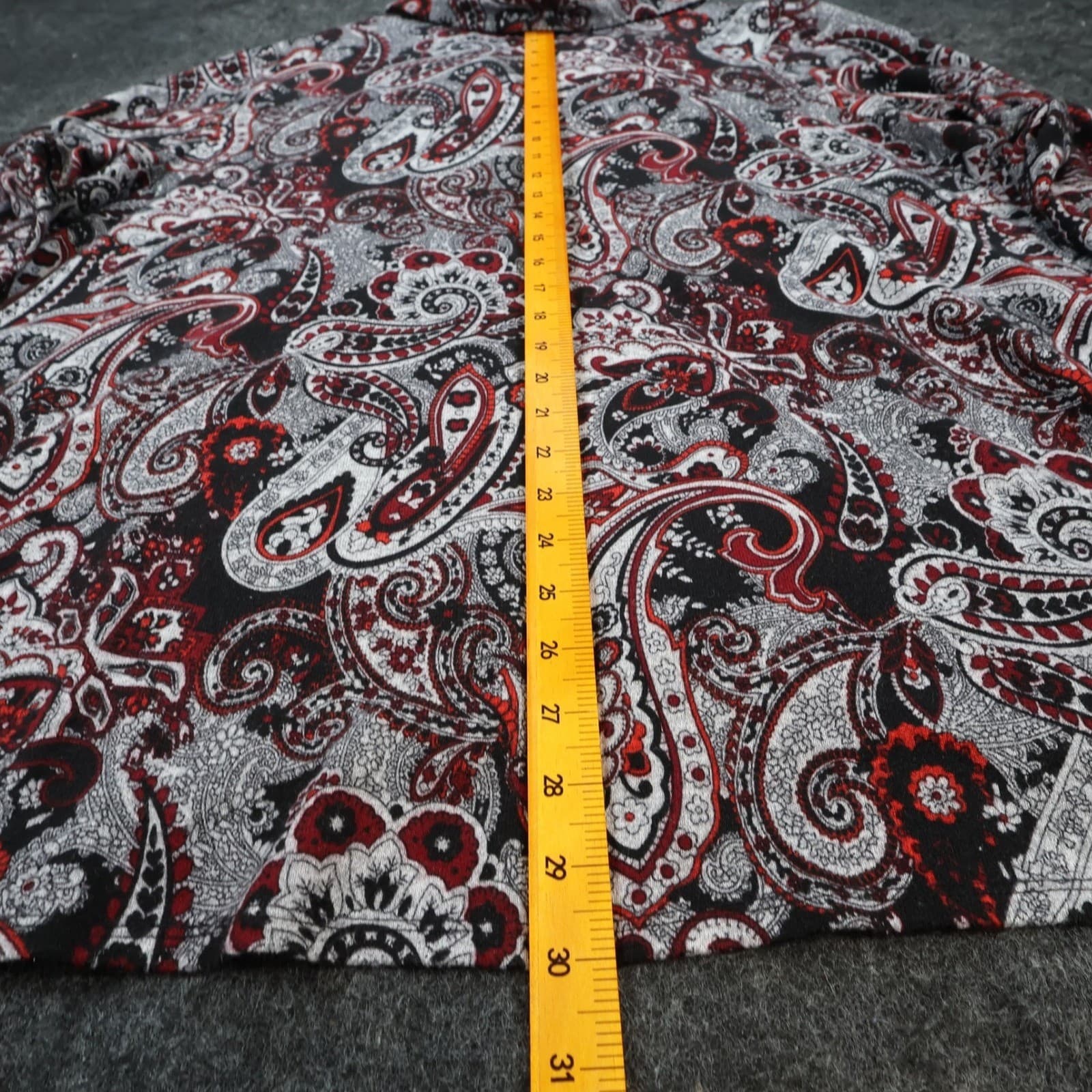 I.N. Studio Cowl Neck Top Women 3X Black Red Paisley Polyester Stretch Tunic - Thumbnail 5
