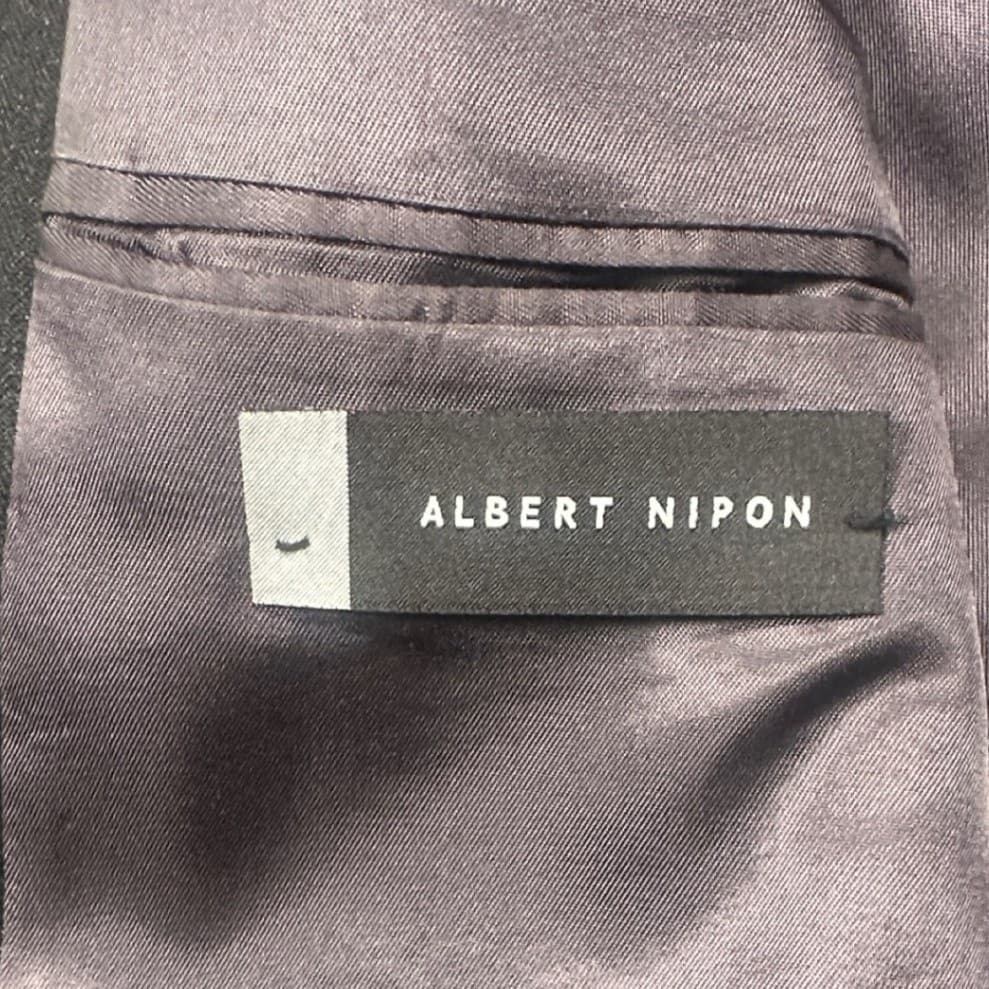 Albert Nipon Blazer Mens 42R Charcoal Grey 100% Wool Pinstripe Jacket - Thumbnail 8