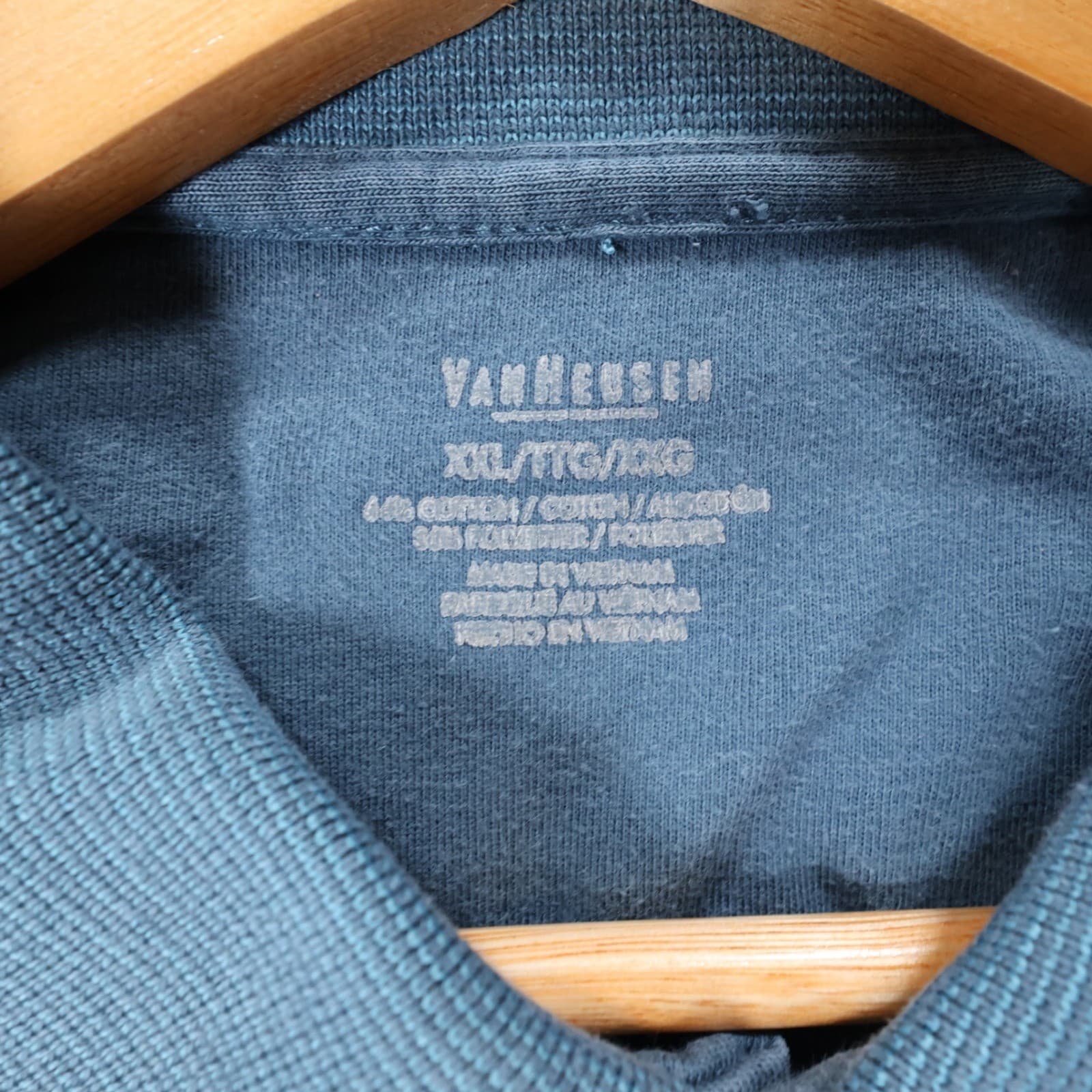 Van Heusen Polo Shirt Mens XXL Blue Excellent Short Sleeve Grid Pattern - Thumbnail 7