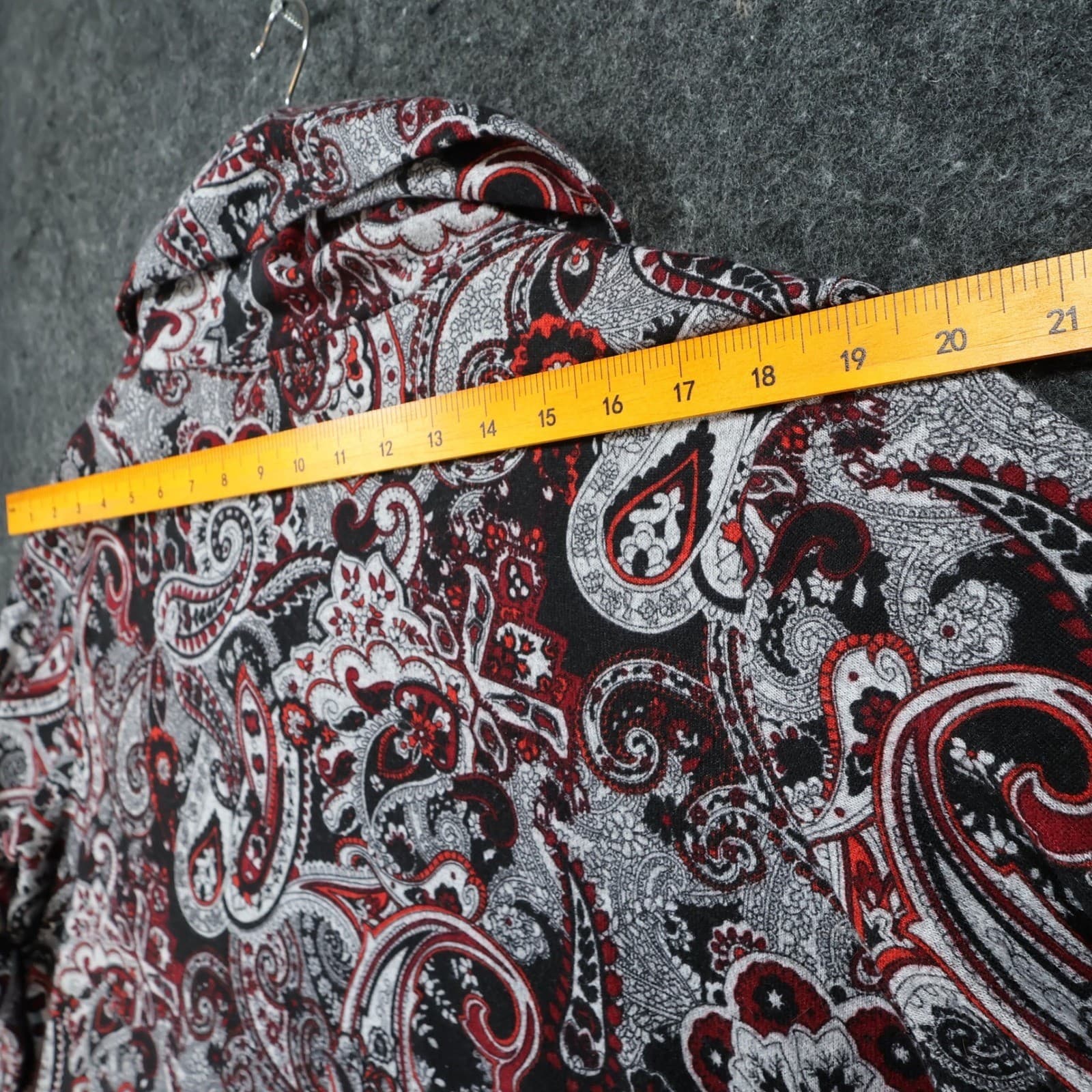 I.N. Studio Cowl Neck Top Women 3X Black Red Paisley Polyester Stretch Tunic - Thumbnail 6