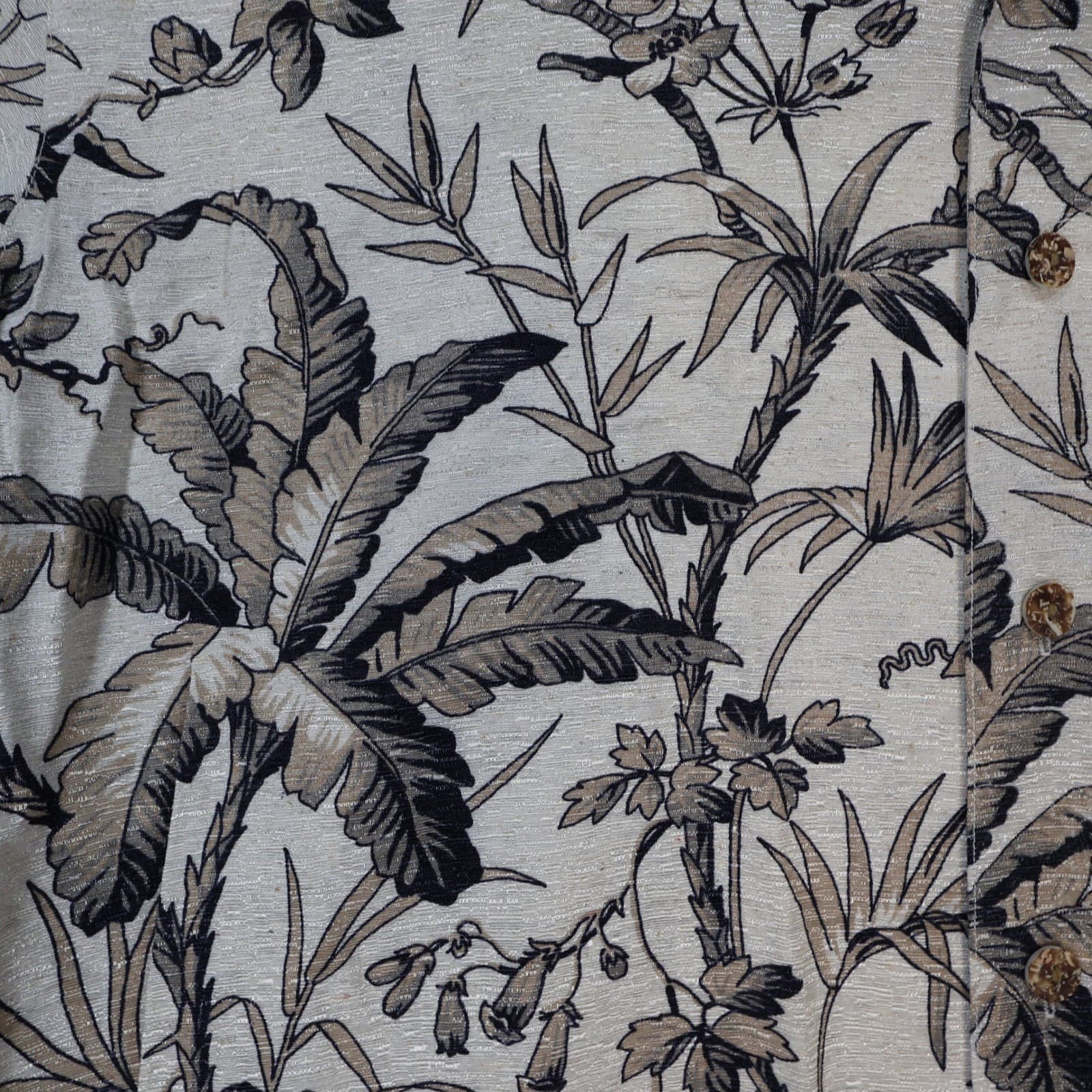 Bugle Boy Classics Button Up Shirt Mens XL Beige New Silk Rayon Tropical Floral - Thumbnail 12