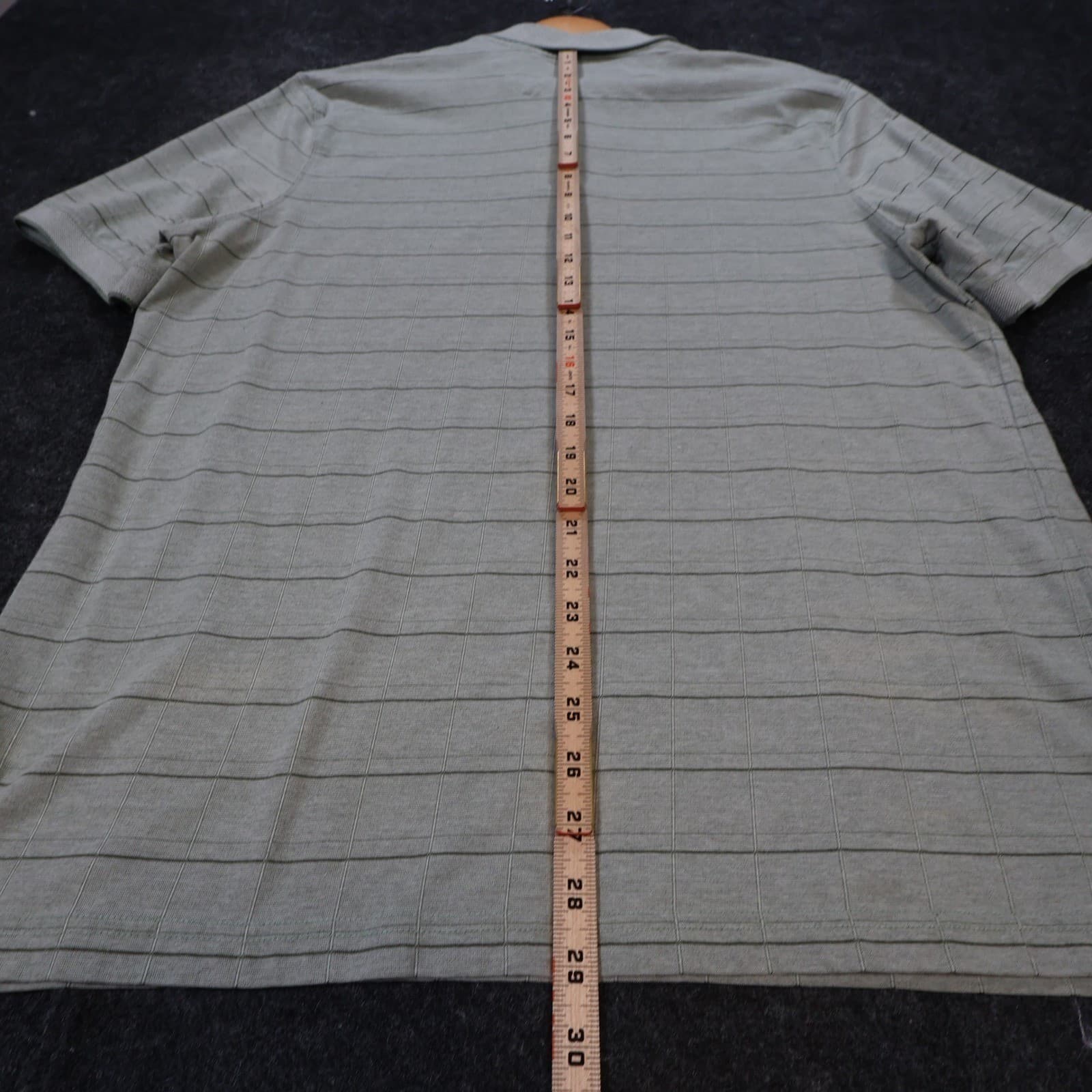 Haggar Polo Shirt Mens XL Sage Green Excellent Striped Grid Short Sleeve 1721 - Thumbnail 5