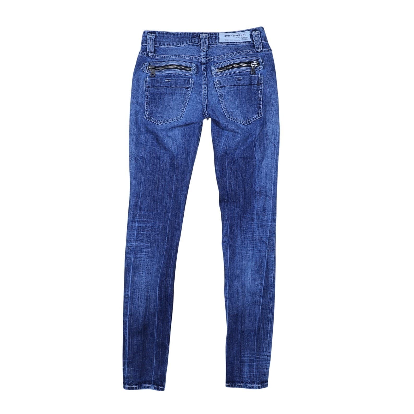 Jimmy Tavernetti Womens Blue Distressed Denim Zip Pocket Skinny Jeans Size 25 - Thumbnail 2
