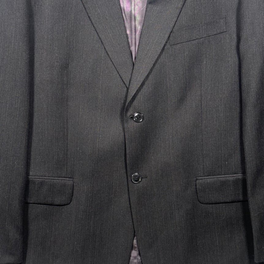 Albert Nipon Blazer Mens 42R Charcoal Grey 100% Wool Pinstripe Jacket - Thumbnail 5