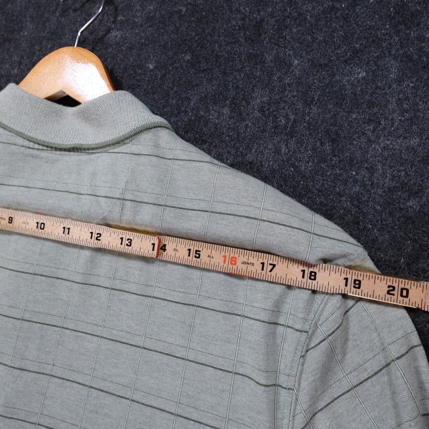 Haggar Polo Shirt Mens XL Sage Green Excellent Striped Grid Short Sleeve 1721 - Thumbnail 6