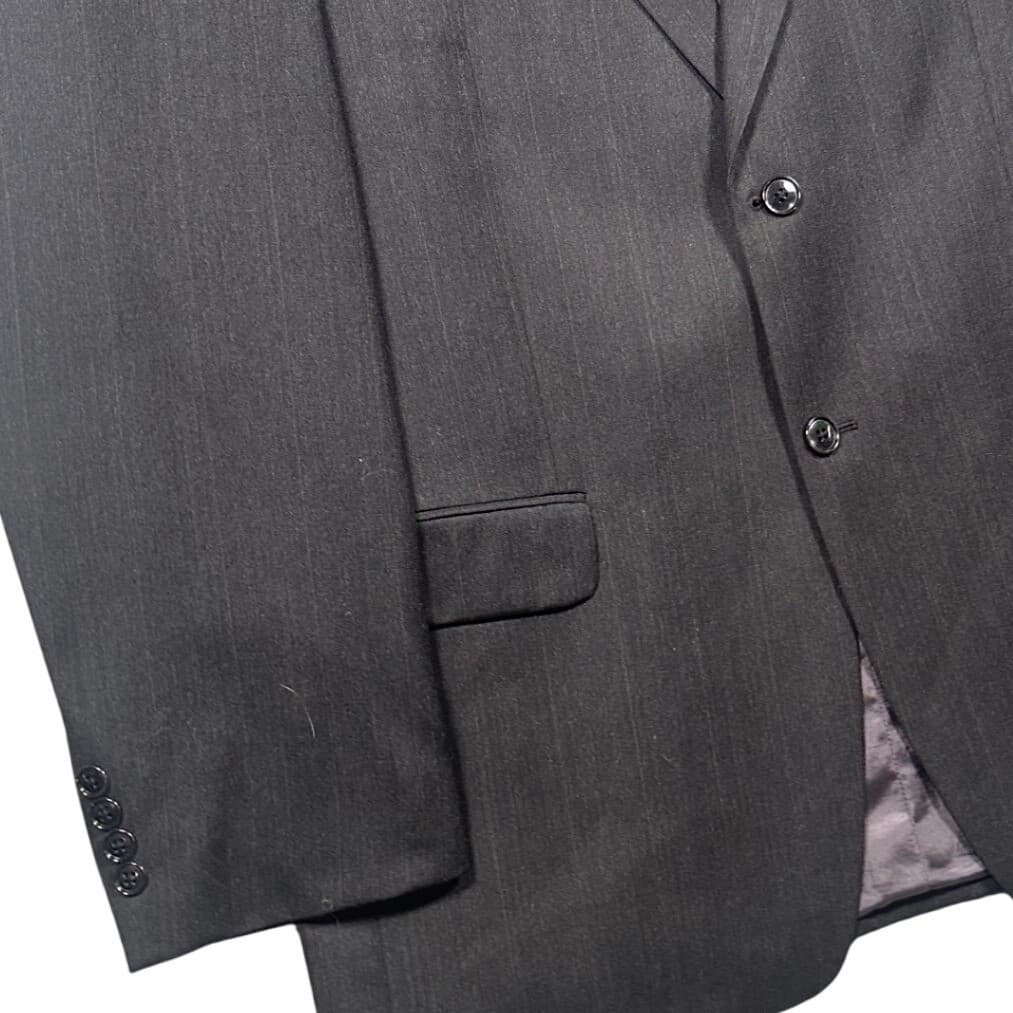 Albert Nipon Blazer Mens 42R Charcoal Grey 100% Wool Pinstripe Jacket - Thumbnail 6