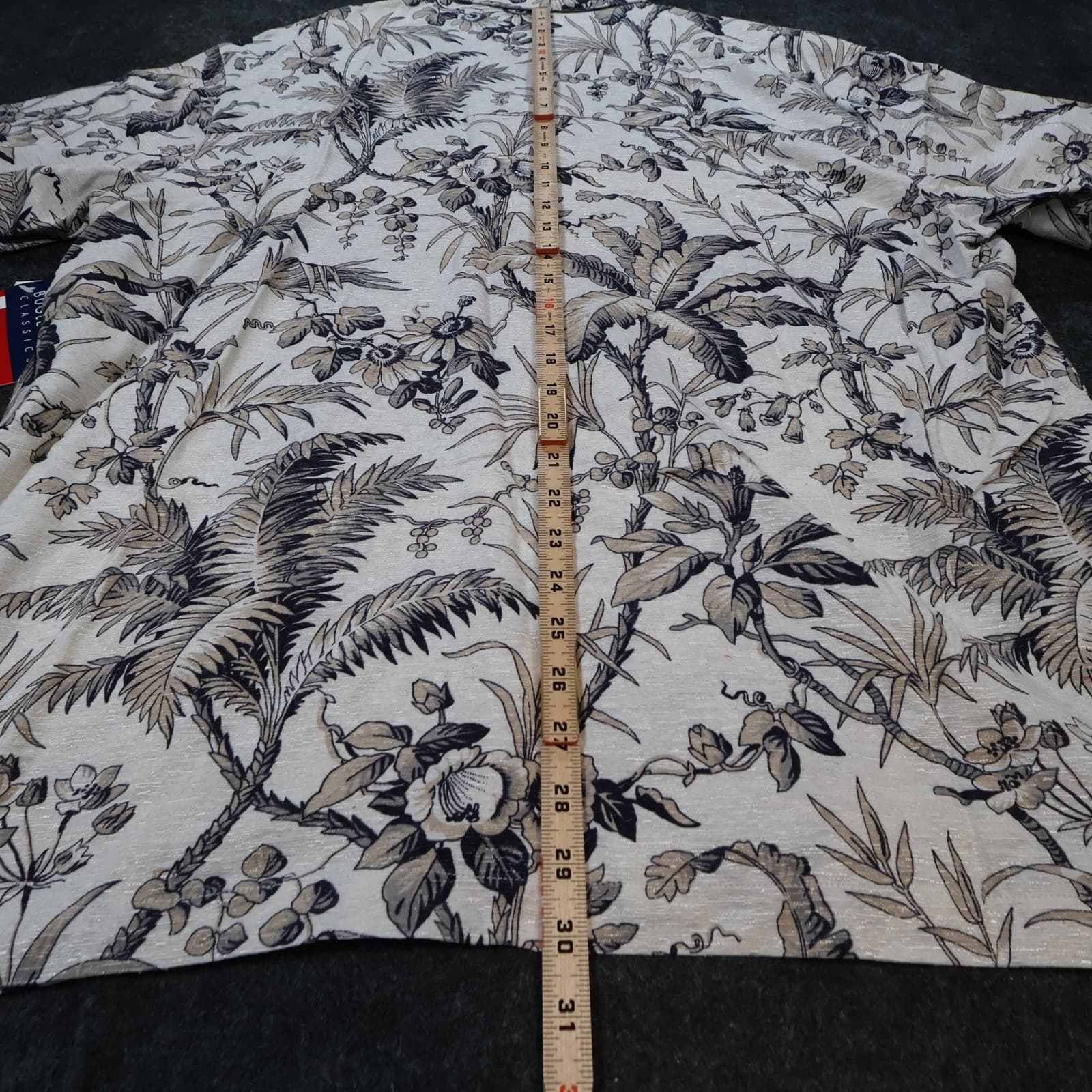 Bugle Boy Classics Button Up Shirt Mens XL Beige New Silk Rayon Tropical Floral - Thumbnail 5