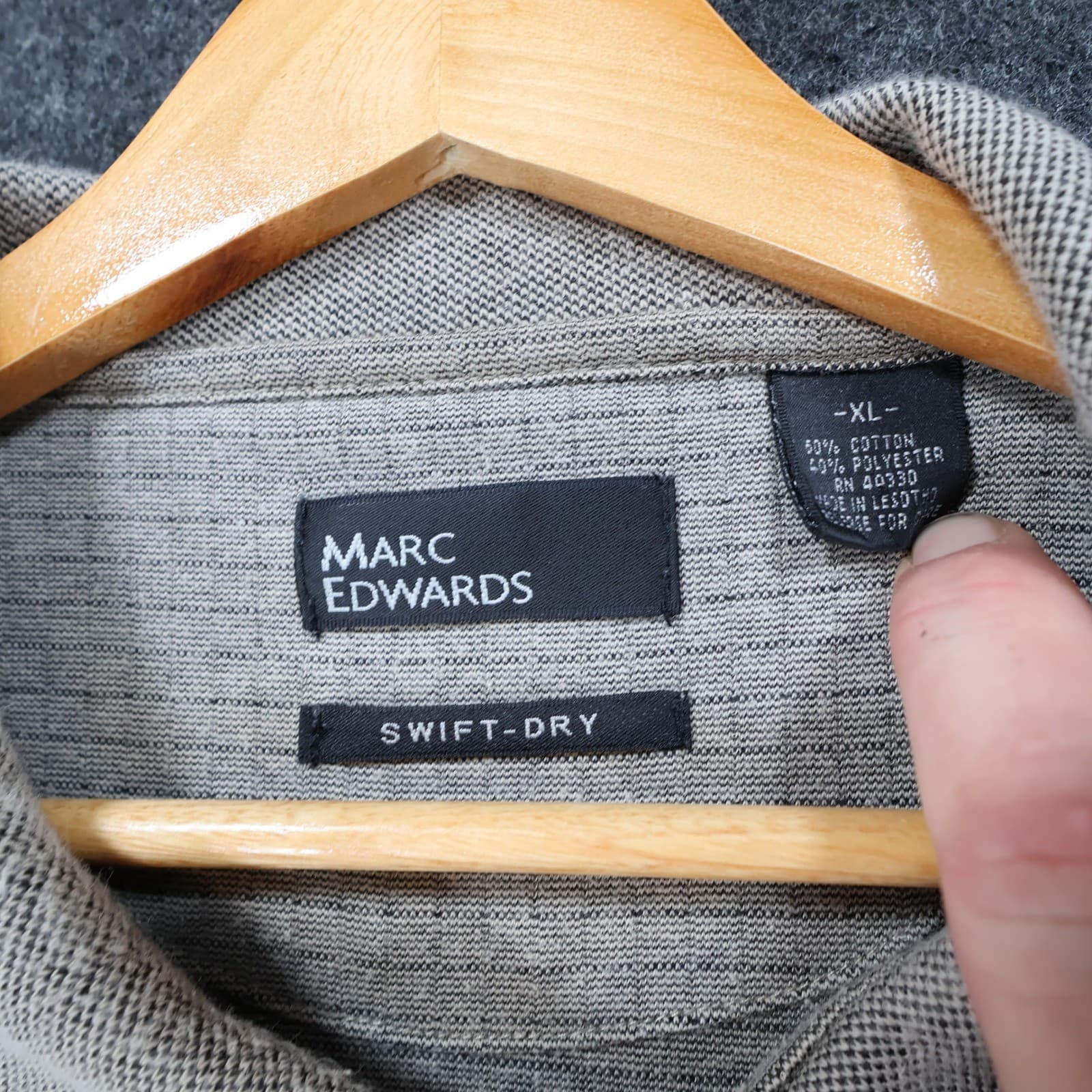 Marc Edwards Polo Shirt Mens XL Gray Excellent Swift-Dry Textured Pocket Short S - Thumbnail 7