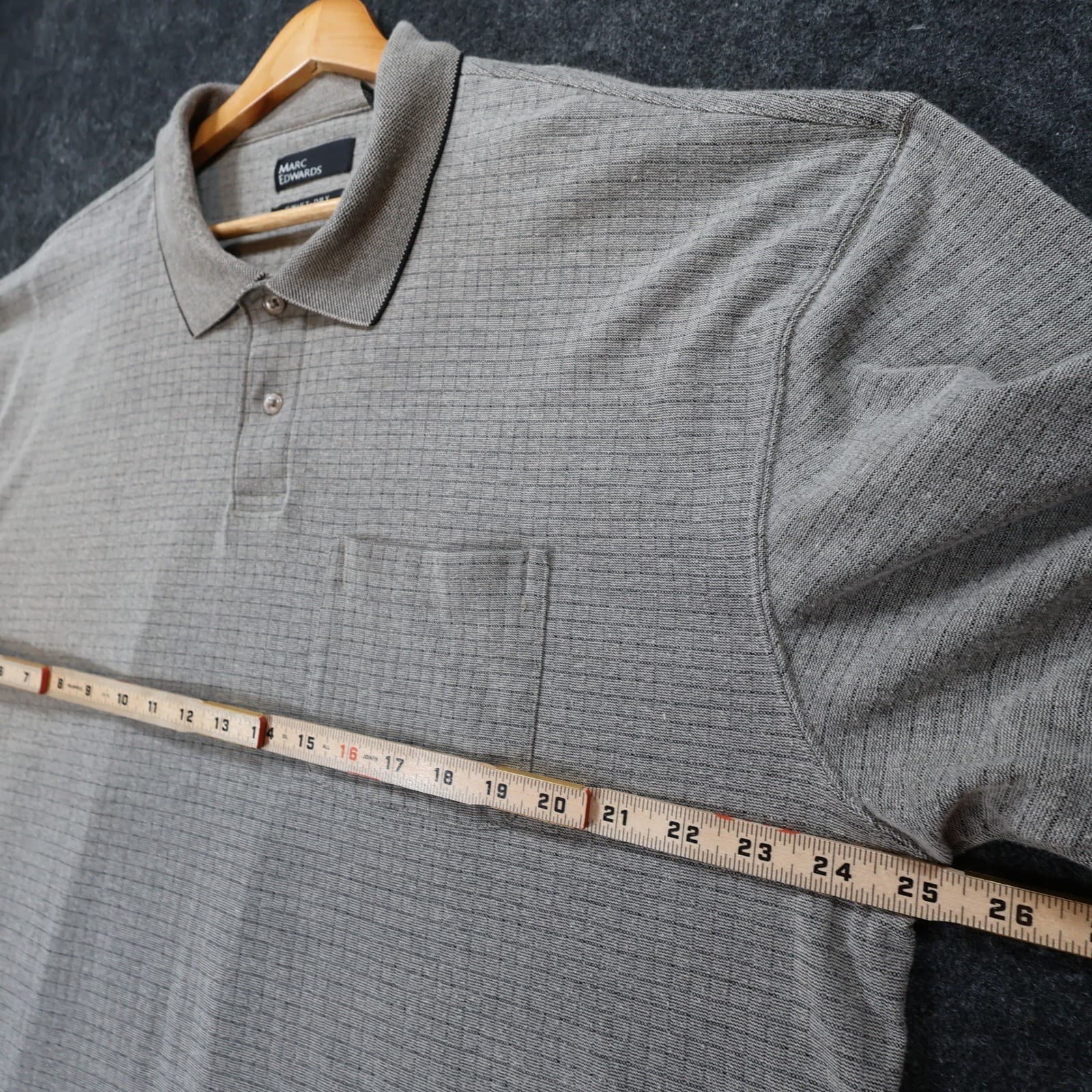 Marc Edwards Polo Shirt Mens XL Gray Excellent Swift-Dry Textured Pocket Short S - Thumbnail 3
