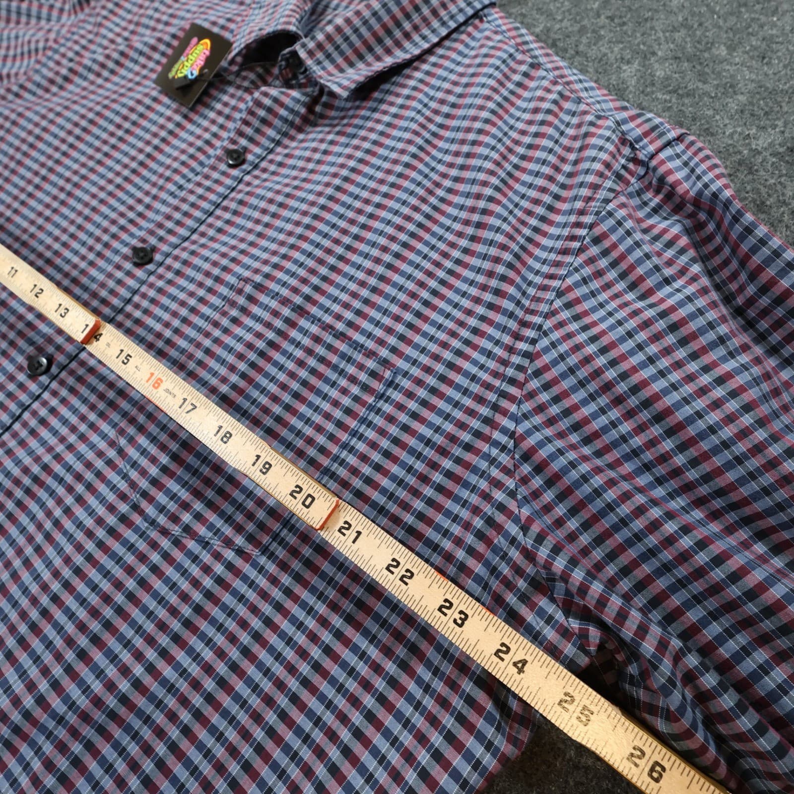 Van Heusen Button Down Shirt Mens XL Blue Plaid Excellent Long Sleeve Checkered - Thumbnail 3