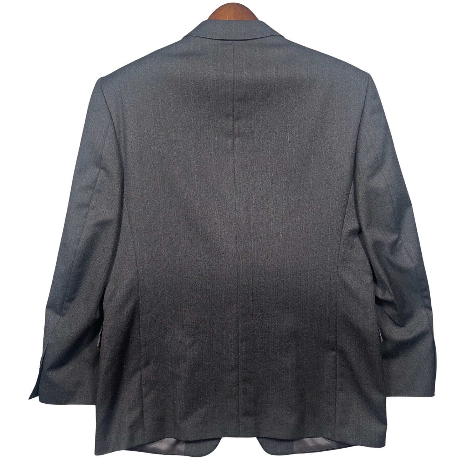 Albert Nipon Blazer Mens 42R Charcoal Grey 100% Wool Pinstripe Jacket - Thumbnail 3