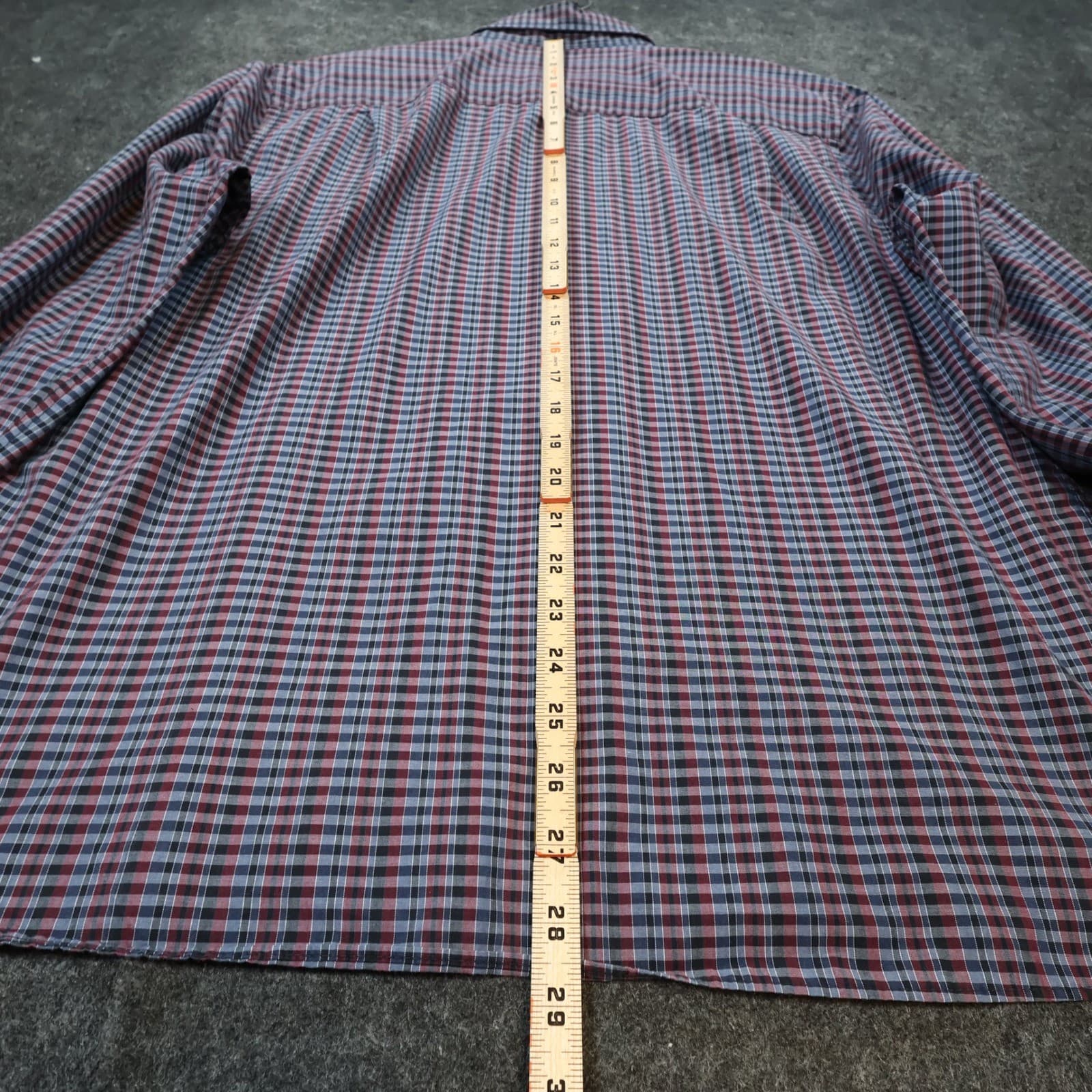 Van Heusen Button Down Shirt Mens XL Blue Plaid Excellent Long Sleeve Checkered - Thumbnail 5