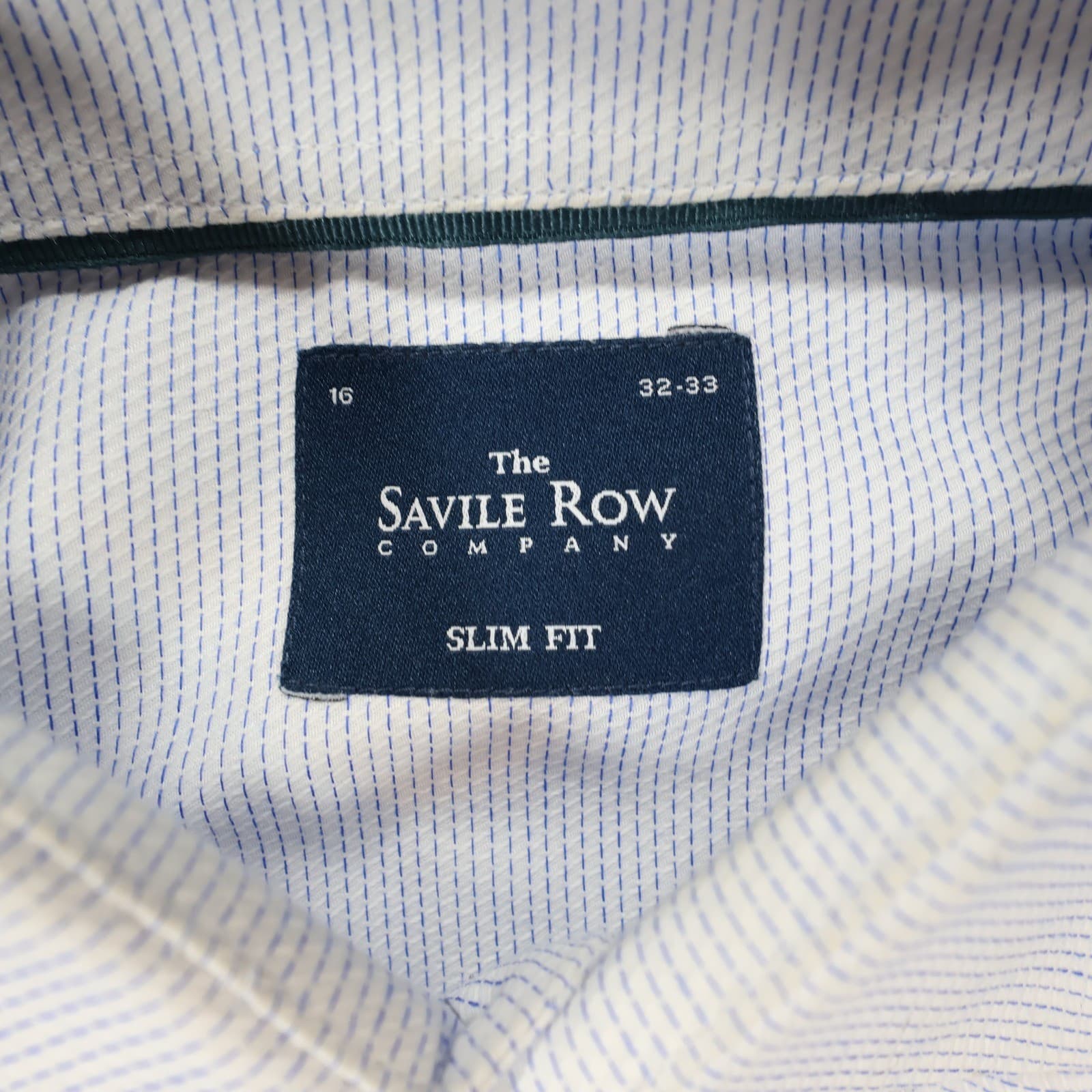 The Savile Row Company Dress Shirt Mens 16 32-33 Blue Excellent Slim Fit Cotton - Thumbnail 7