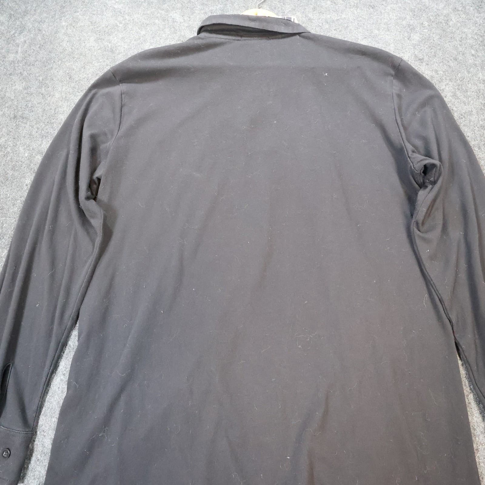 Coofandy Polo Mens Medium Black Excellent Plaid Trim Long Sleeve Pocket - Thumbnail 10