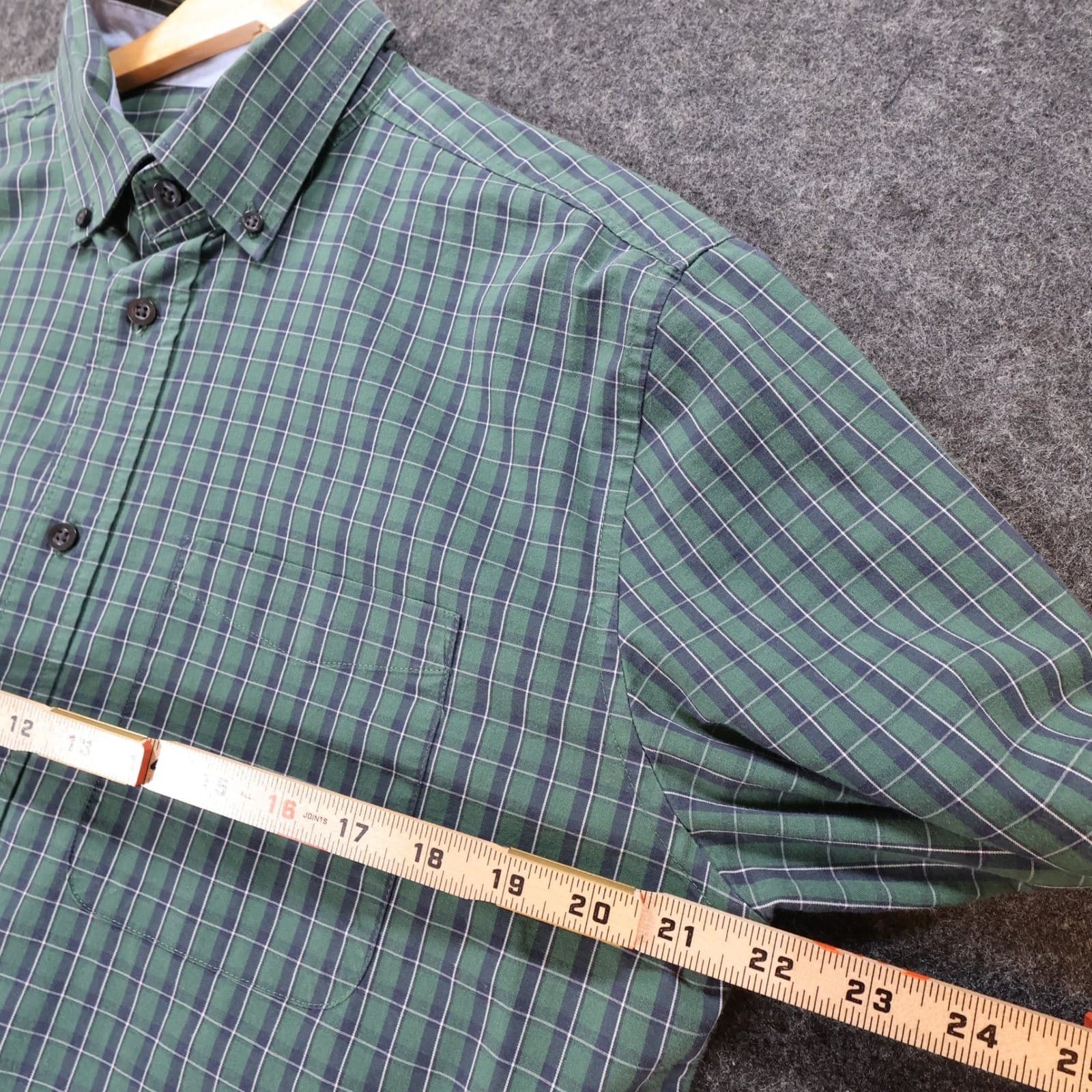 Savane Button Up Mens Medium Green Excellent Stretch Plaid RS5929 - Thumbnail 3