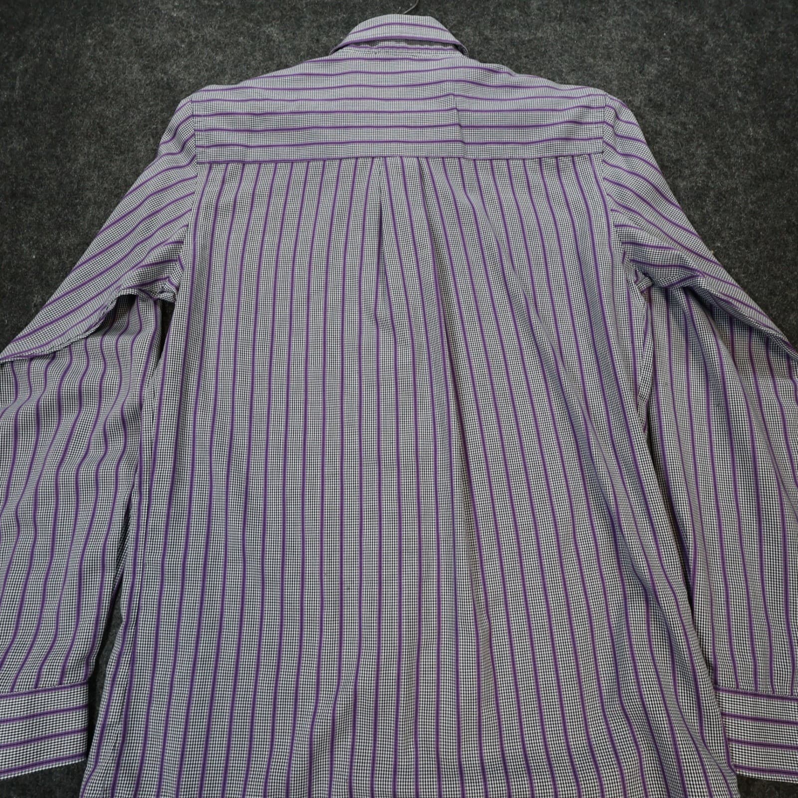 Van Heusen Studio Button Down Shirt Mens Small Purple Excellent Slim Fit Striped - Thumbnail 10