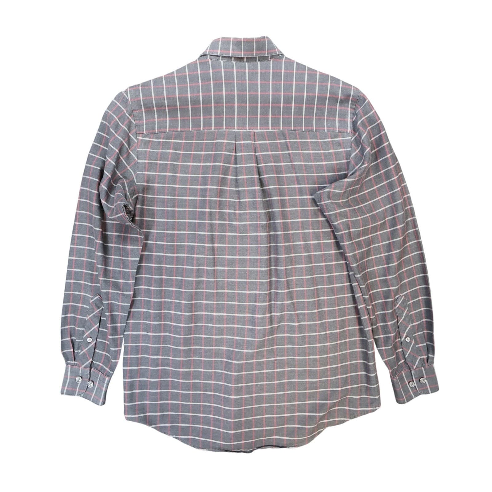 Van Heusen Button Down Mens S Grey Excellent Plaid Wrinkle Free - Thumbnail 2