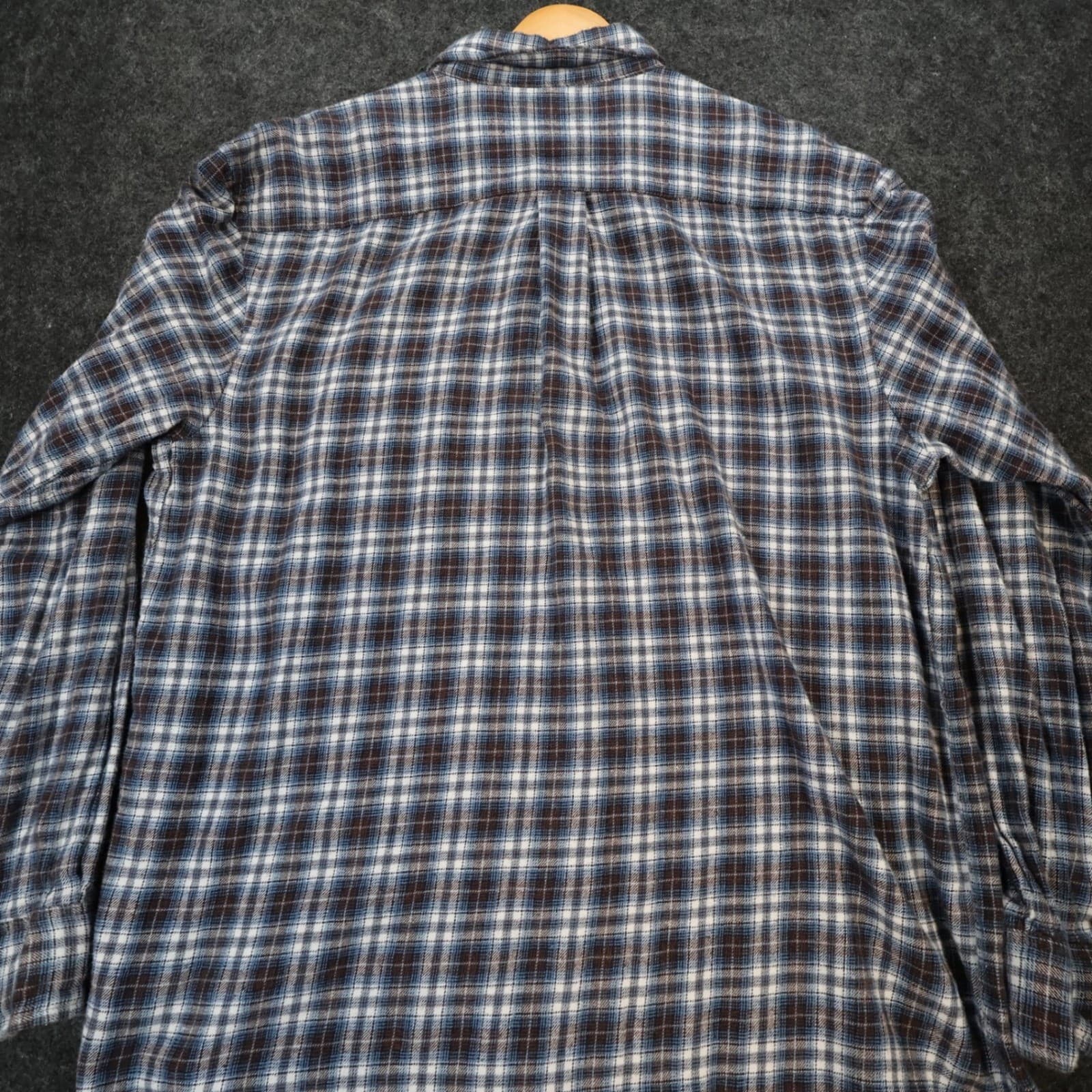 Arrow Flannel Shirt Mens Large Blue Excellent Plaid Button Down - Thumbnail 11