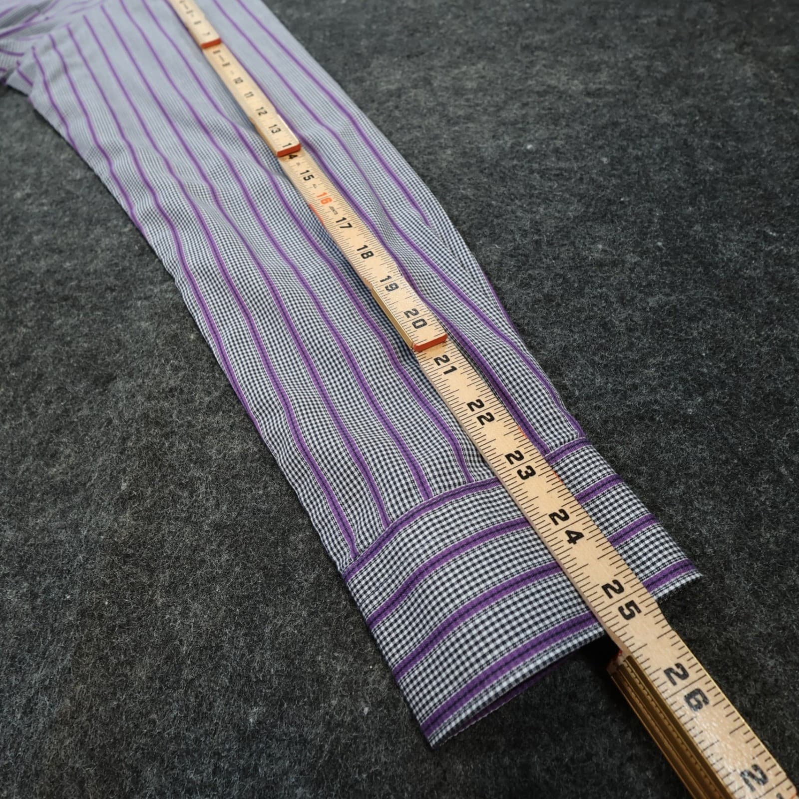 Van Heusen Studio Button Down Shirt Mens Small Purple Excellent Slim Fit Striped - Thumbnail 4