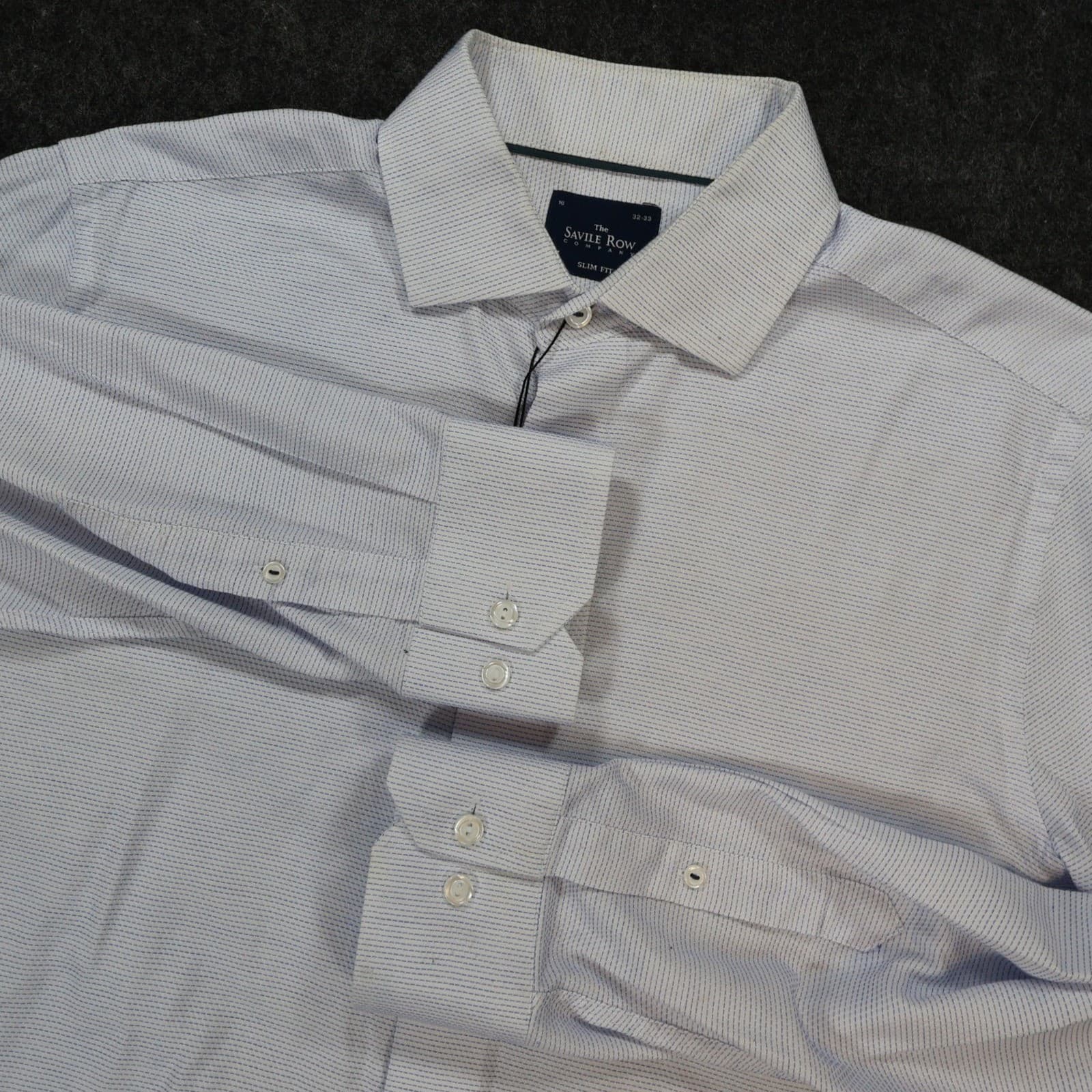 The Savile Row Company Dress Shirt Mens 16 32-33 Blue Excellent Slim Fit Cotton - Thumbnail 9
