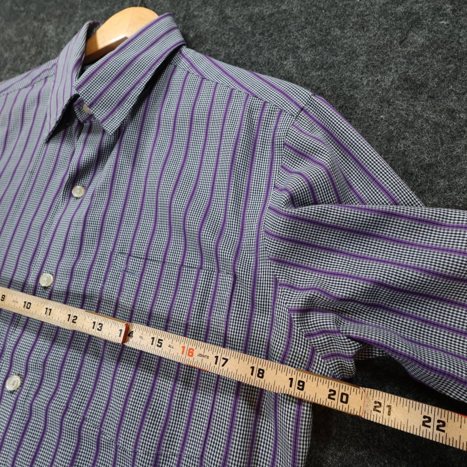 Van Heusen Studio Button Down Shirt Mens Small Purple Excellent Slim Fit Striped - Thumbnail 3