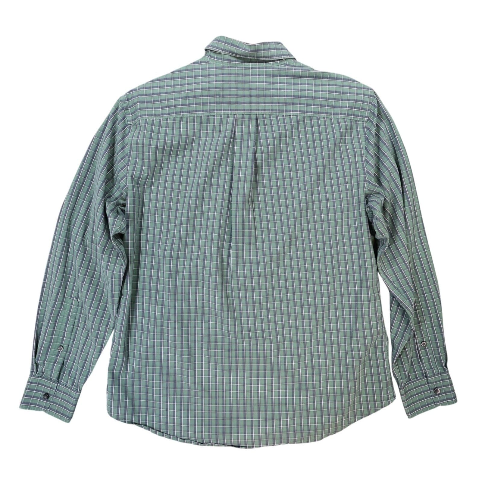 Savane Button Up Mens Medium Green Excellent Stretch Plaid RS5929 - Thumbnail 2