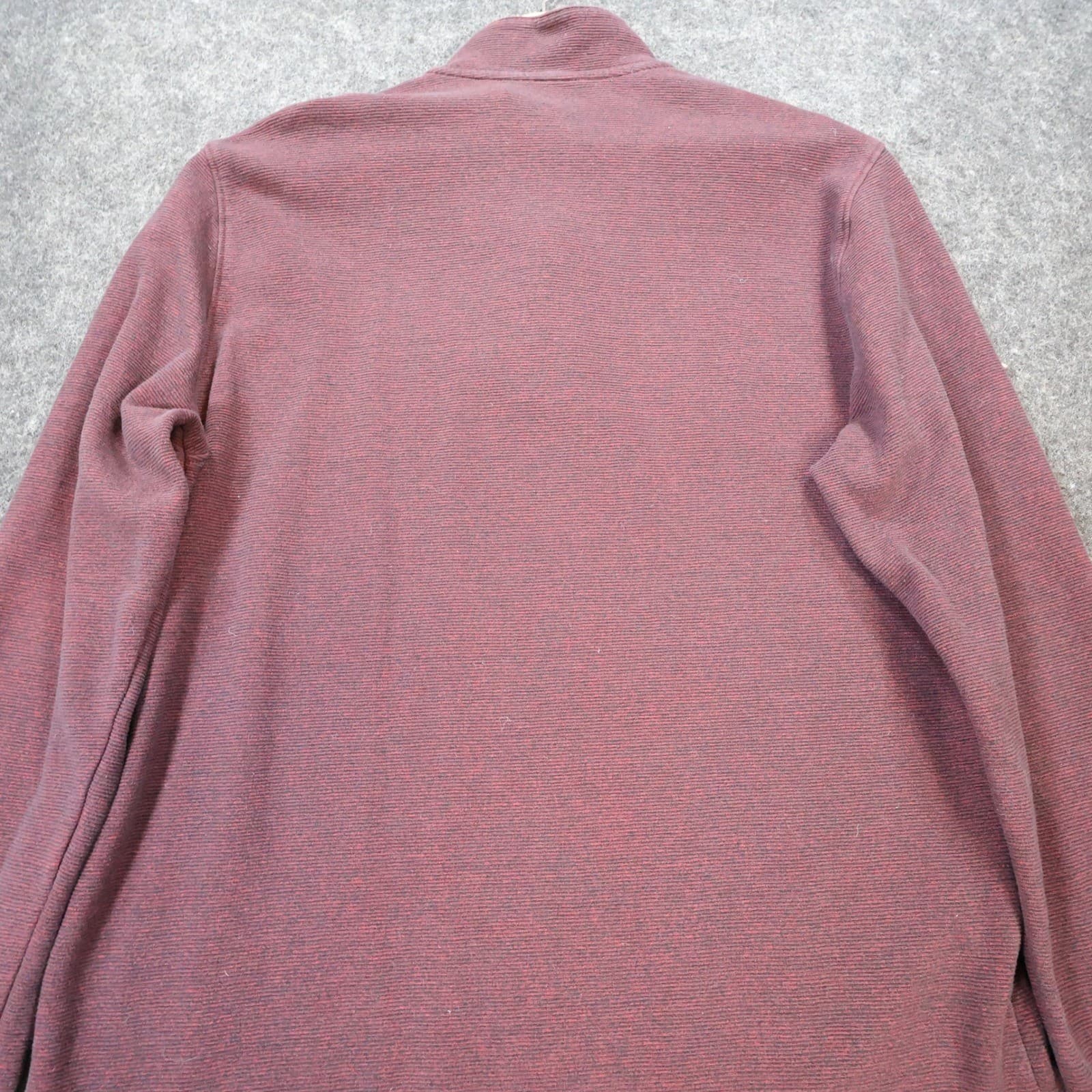 Van Heusen Pullover Mens M Burgundy Excellent Quarter Zip Ribbed Knit - Thumbnail 9