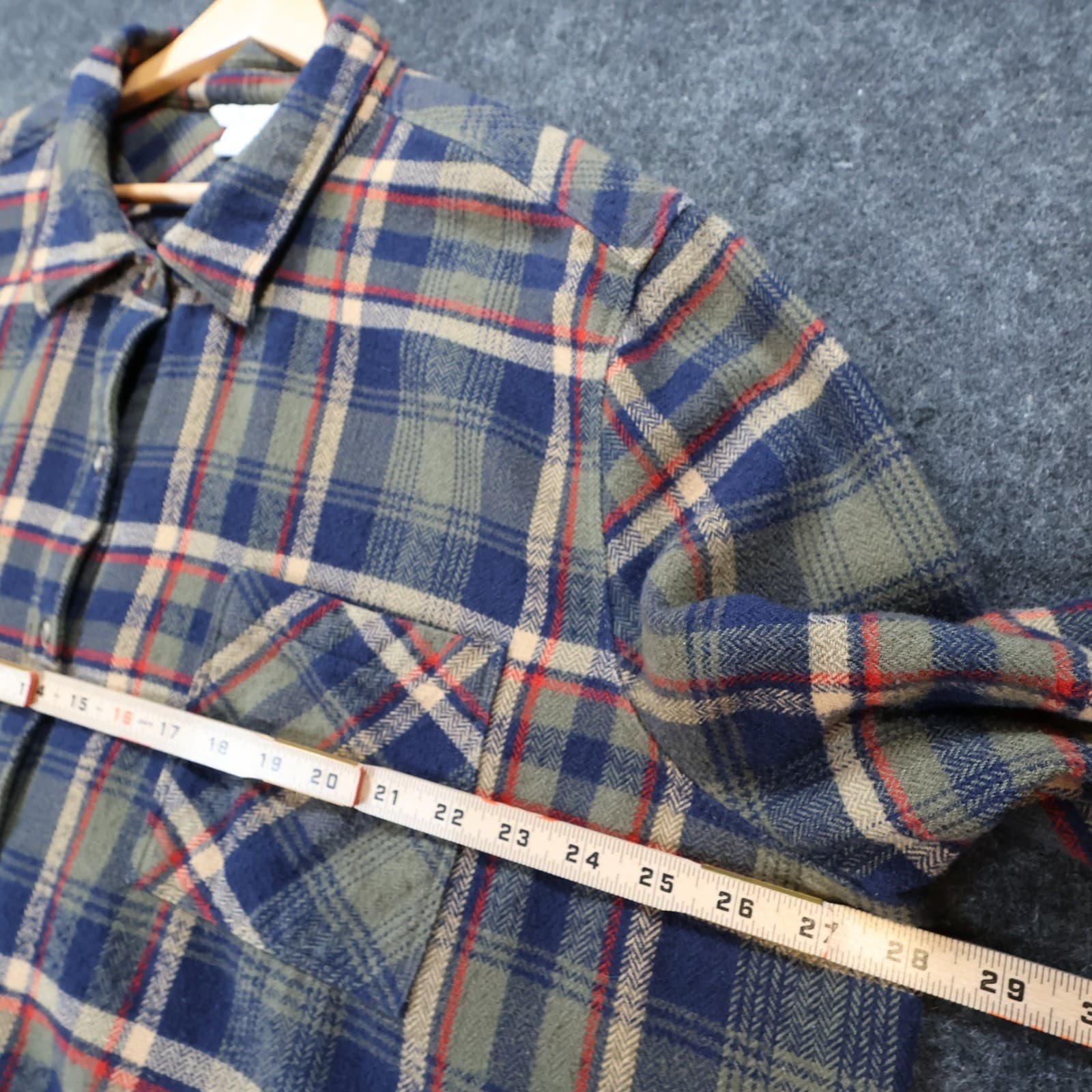 Natural Reflections Plaid Button Up Womens 2X Green Blue Excellent Flannel Shirt - Thumbnail 3