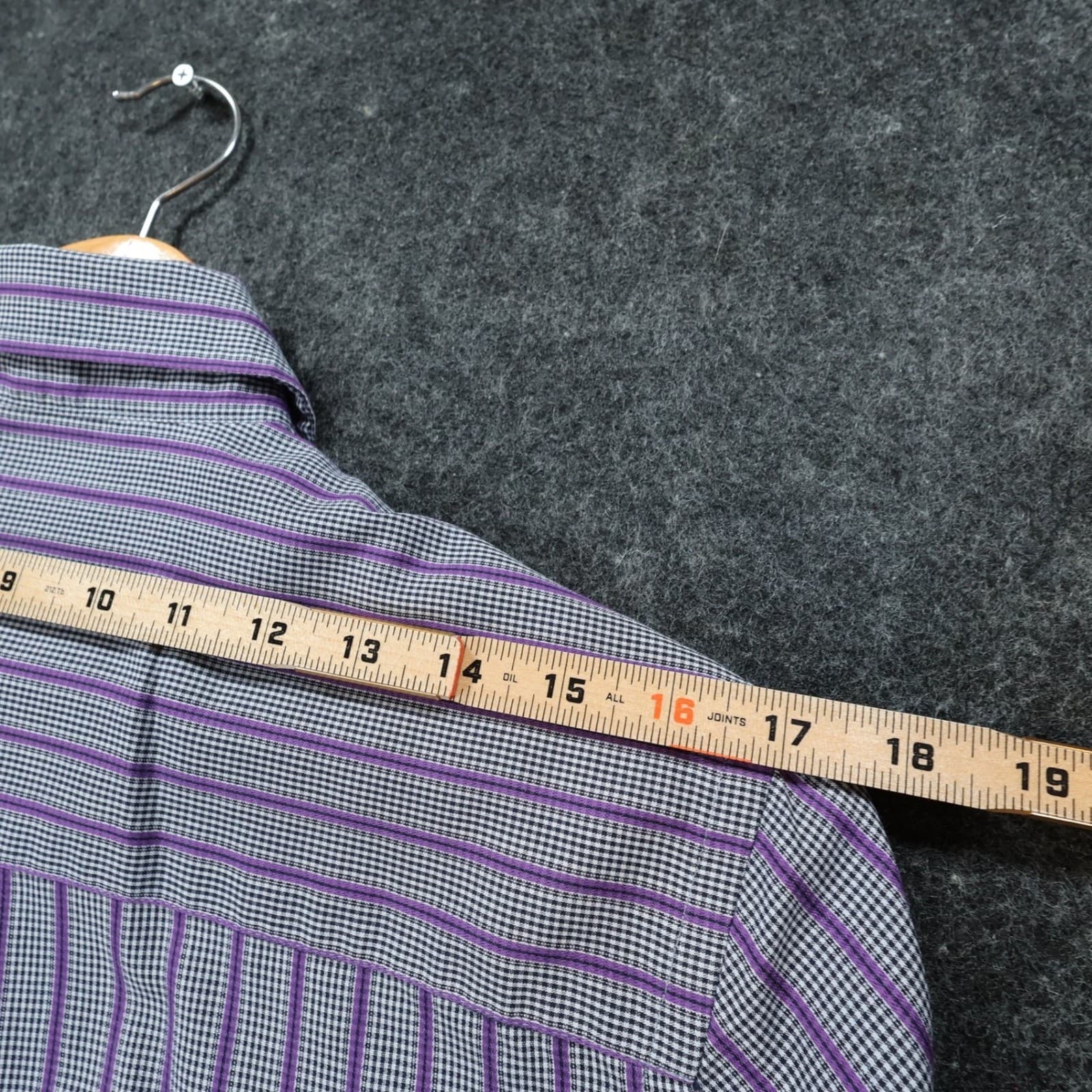 Van Heusen Studio Button Down Shirt Mens Small Purple Excellent Slim Fit Striped - Thumbnail 6