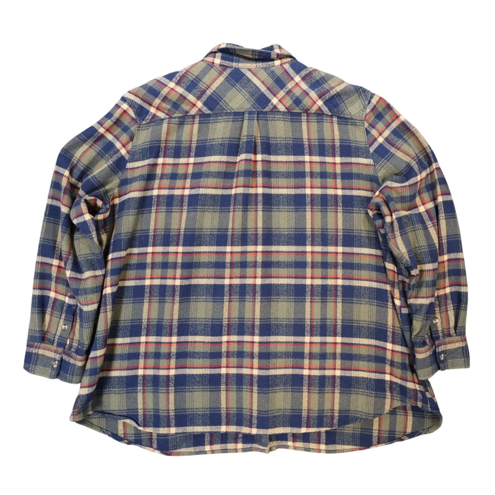 Natural Reflections Plaid Button Up Womens 2X Green Blue Excellent Flannel Shirt - Thumbnail 2