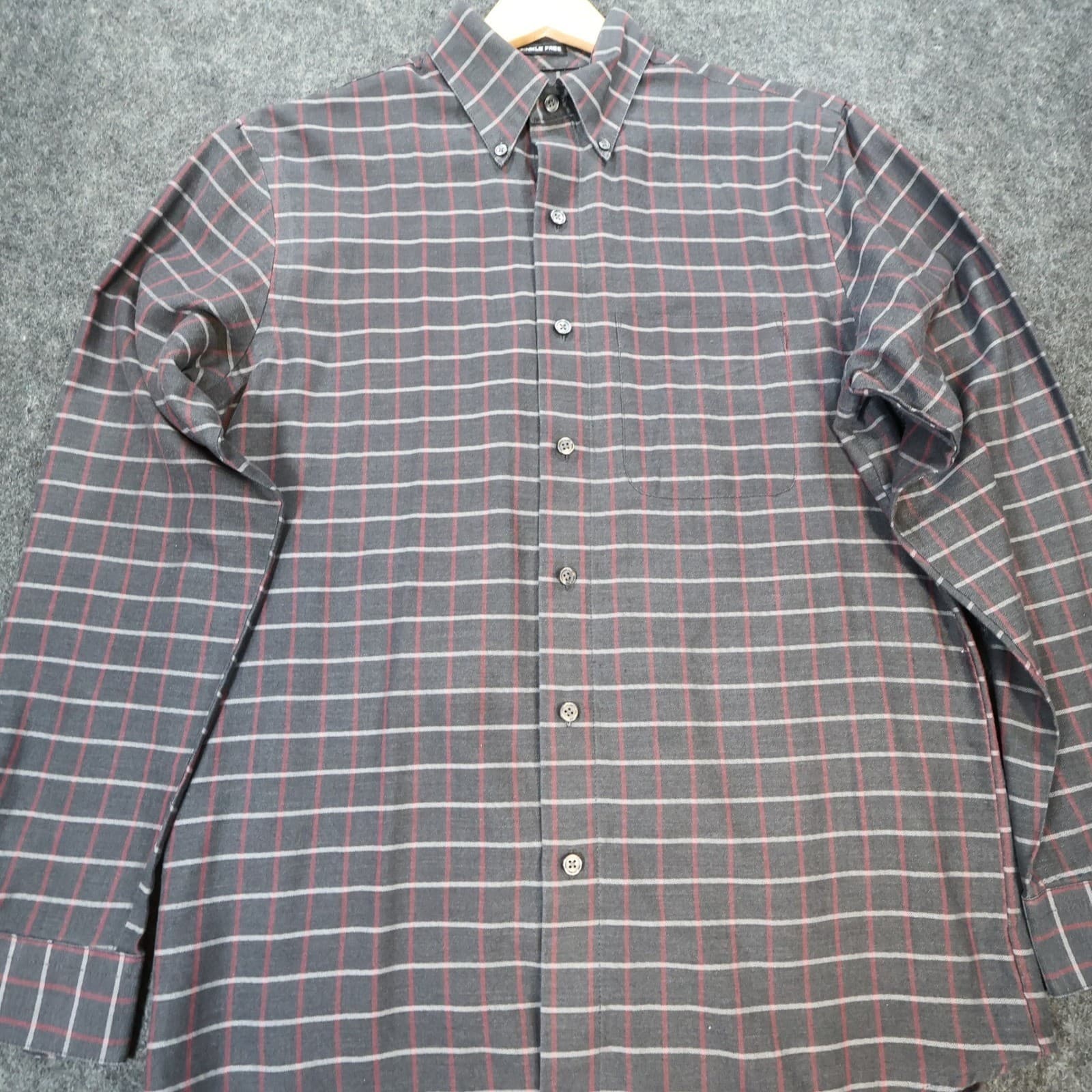 Van Heusen Button Down Mens S Grey Excellent Plaid Wrinkle Free - Thumbnail 9