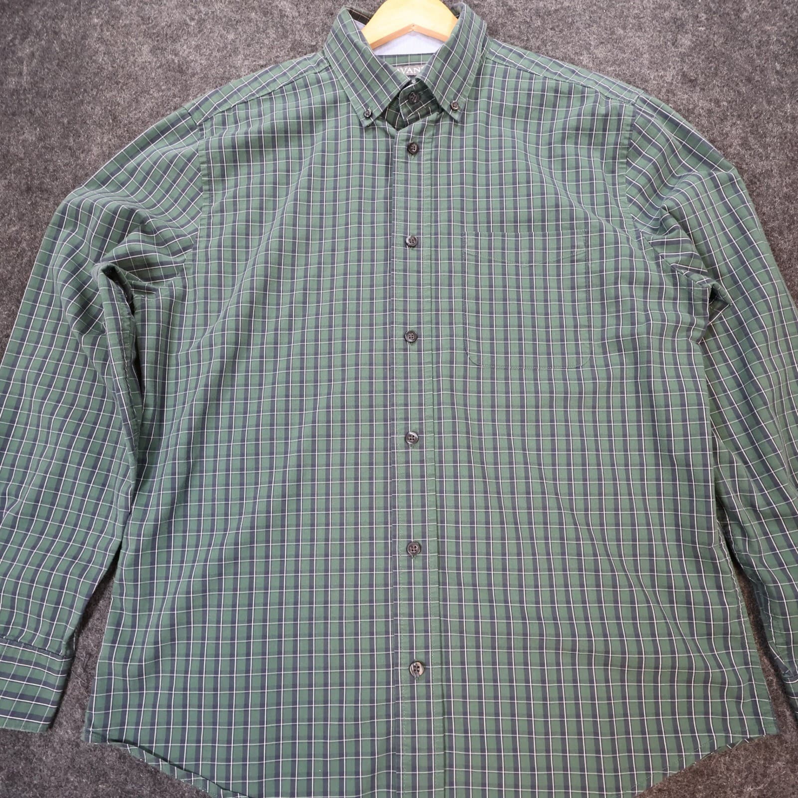 Savane Button Up Mens Medium Green Excellent Stretch Plaid RS5929 - Thumbnail 10
