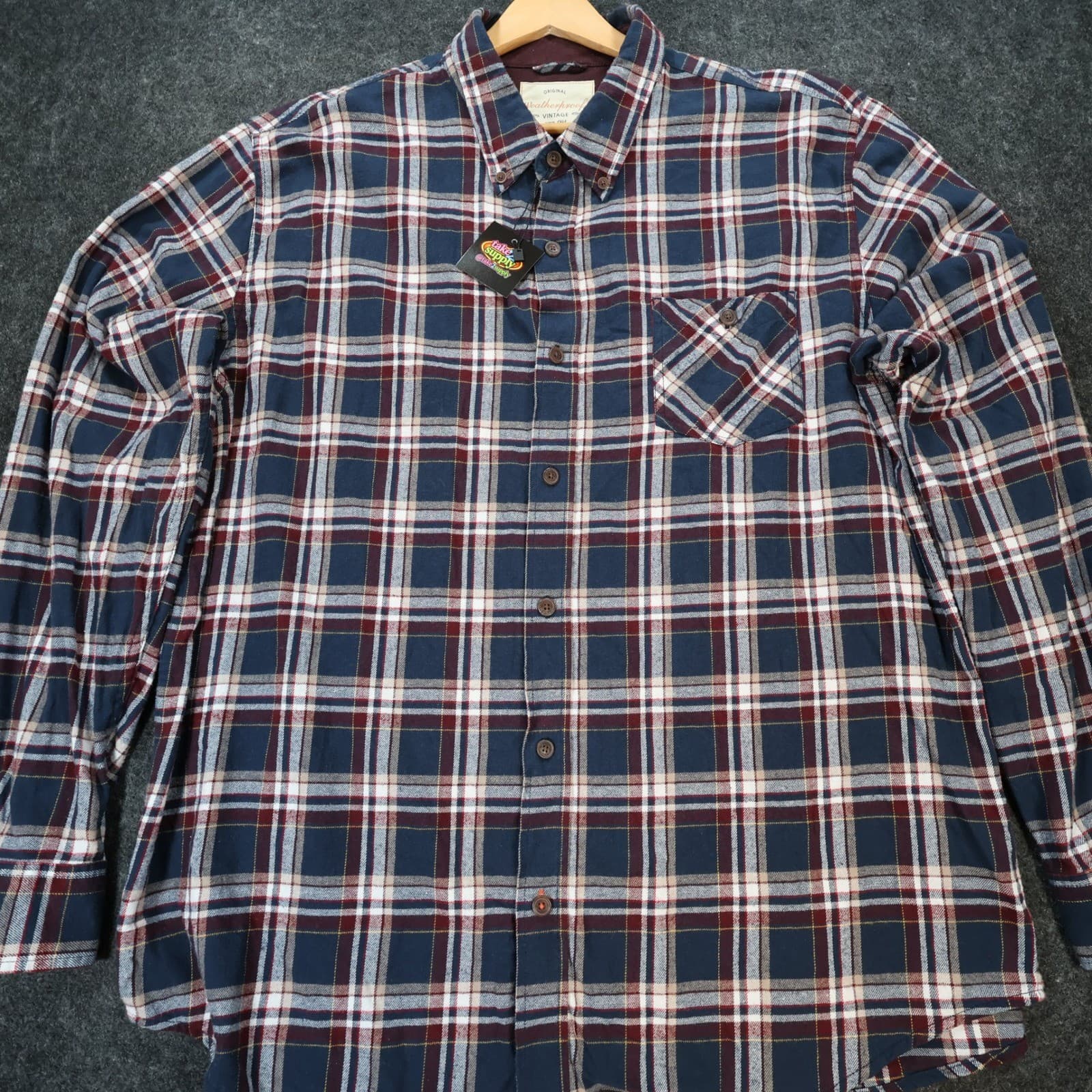 Weatherproof Vintage Button Up Shirt Mens XXL Blue Plaid Excellent Long Sleeve - Thumbnail 9